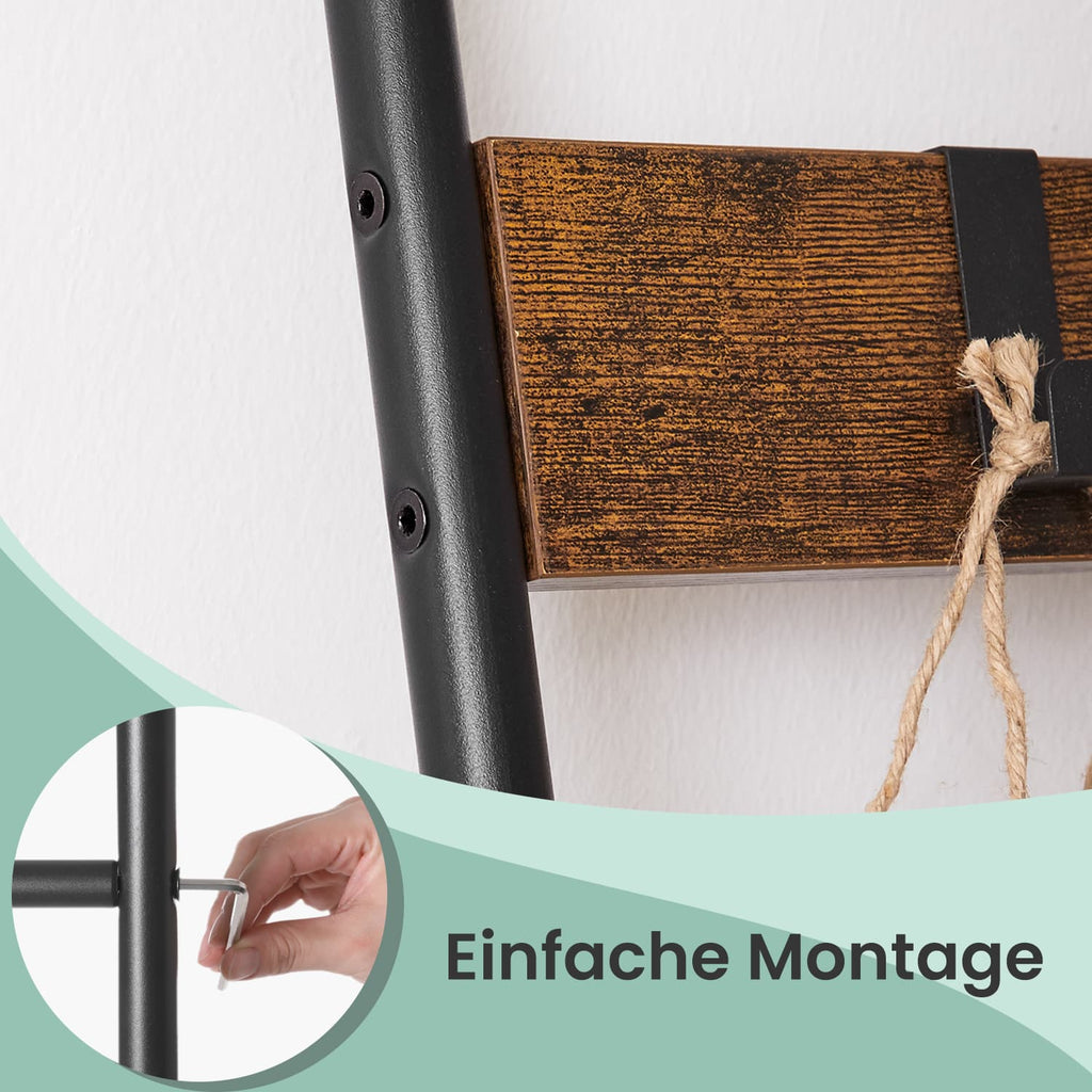 Leiterregal schräg, Handtuchhalter, 5 Ebenen