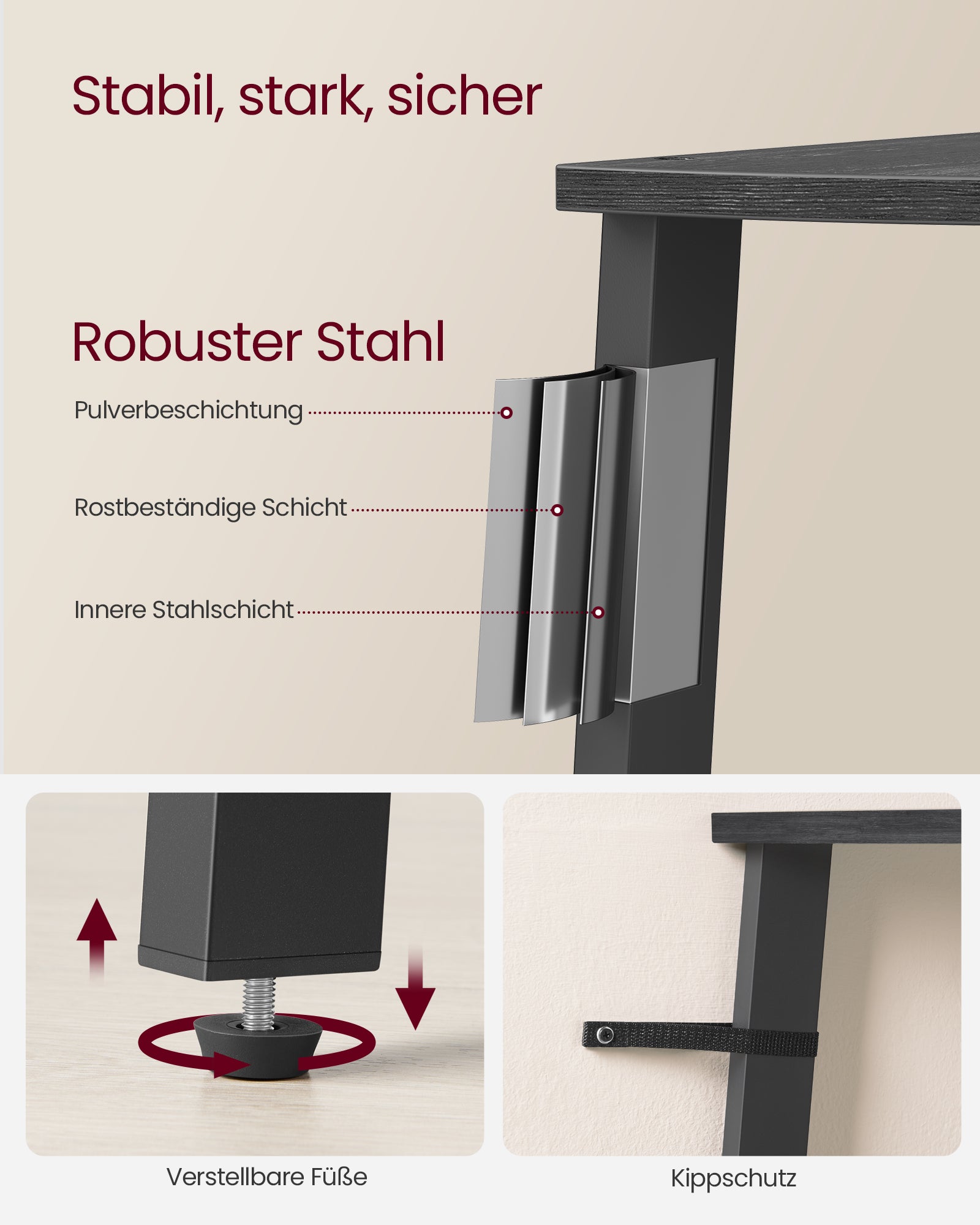Bücherregal 5 Ebenen industriell anthrazitgrau-Mattschwarz