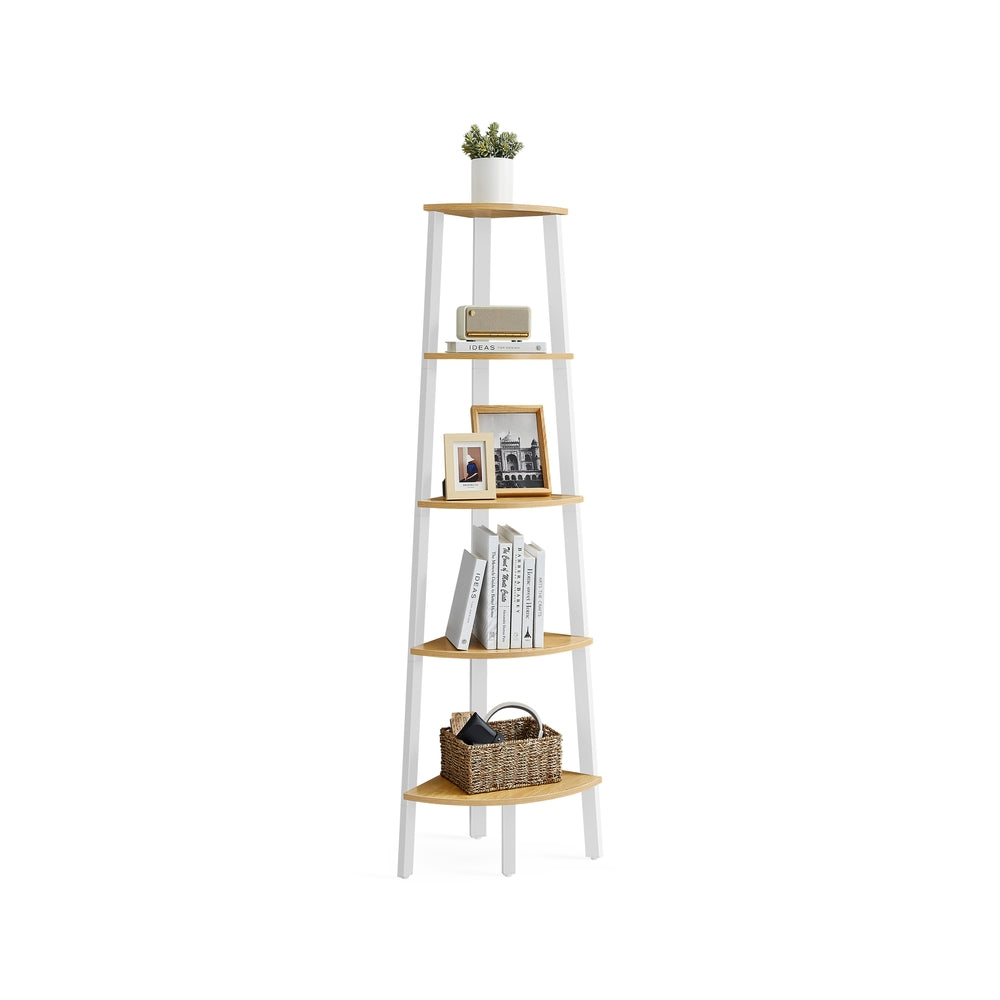 Bücherregal 5 Ebenen industriell natureichenfarben-mattweiß