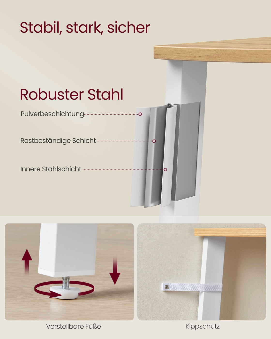 Bücherregal 5 Ebenen industriell natureichenfarben-mattweiß