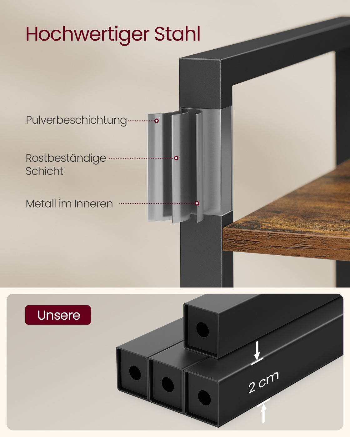 Regal Bücherregal mit 6 Ebenen offene Ablagen 30 × 64 × 185,5 cm vintagebraun-tintenschwarz