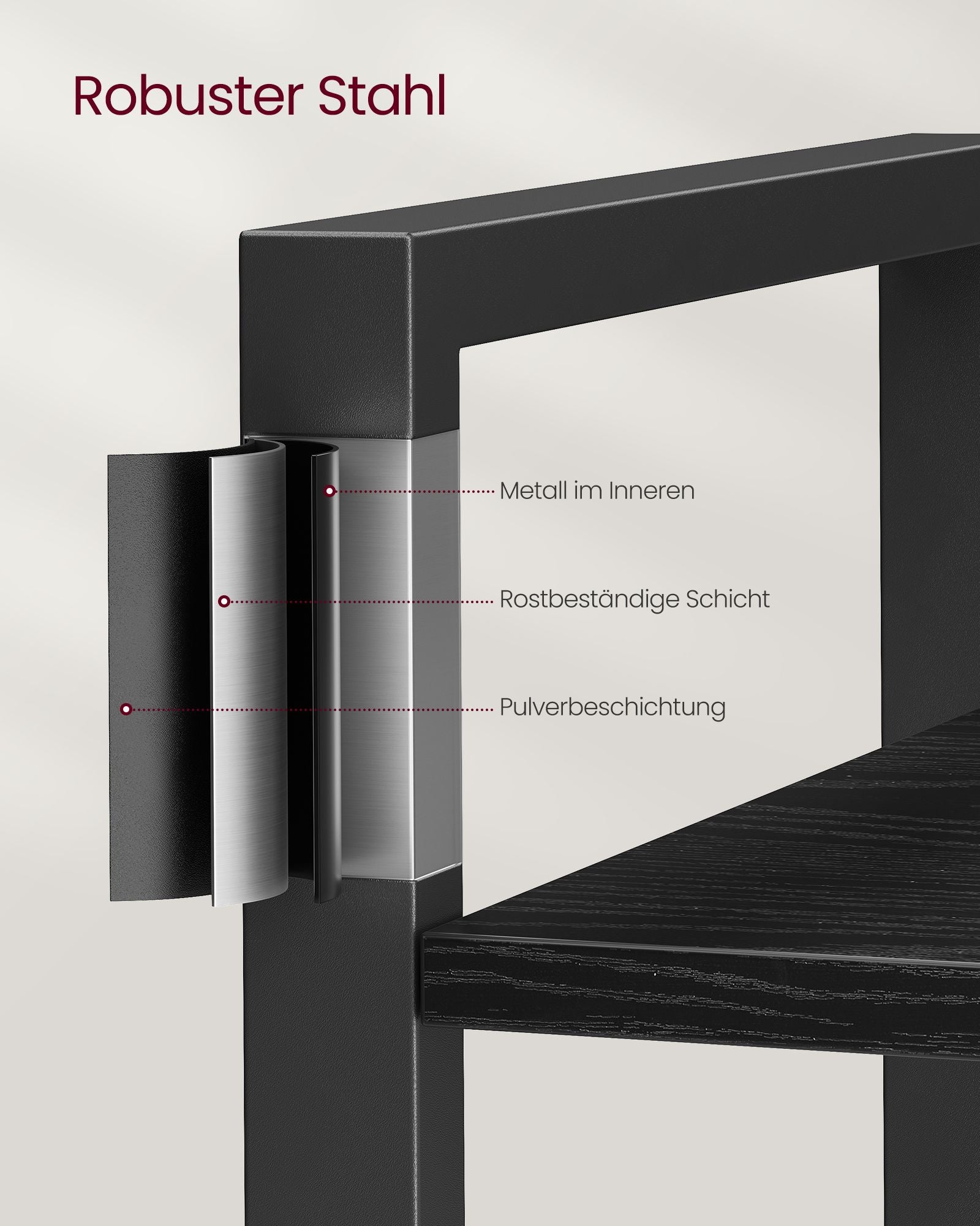 Bücherregal mit 6 Ebenen und Stahlrahmen