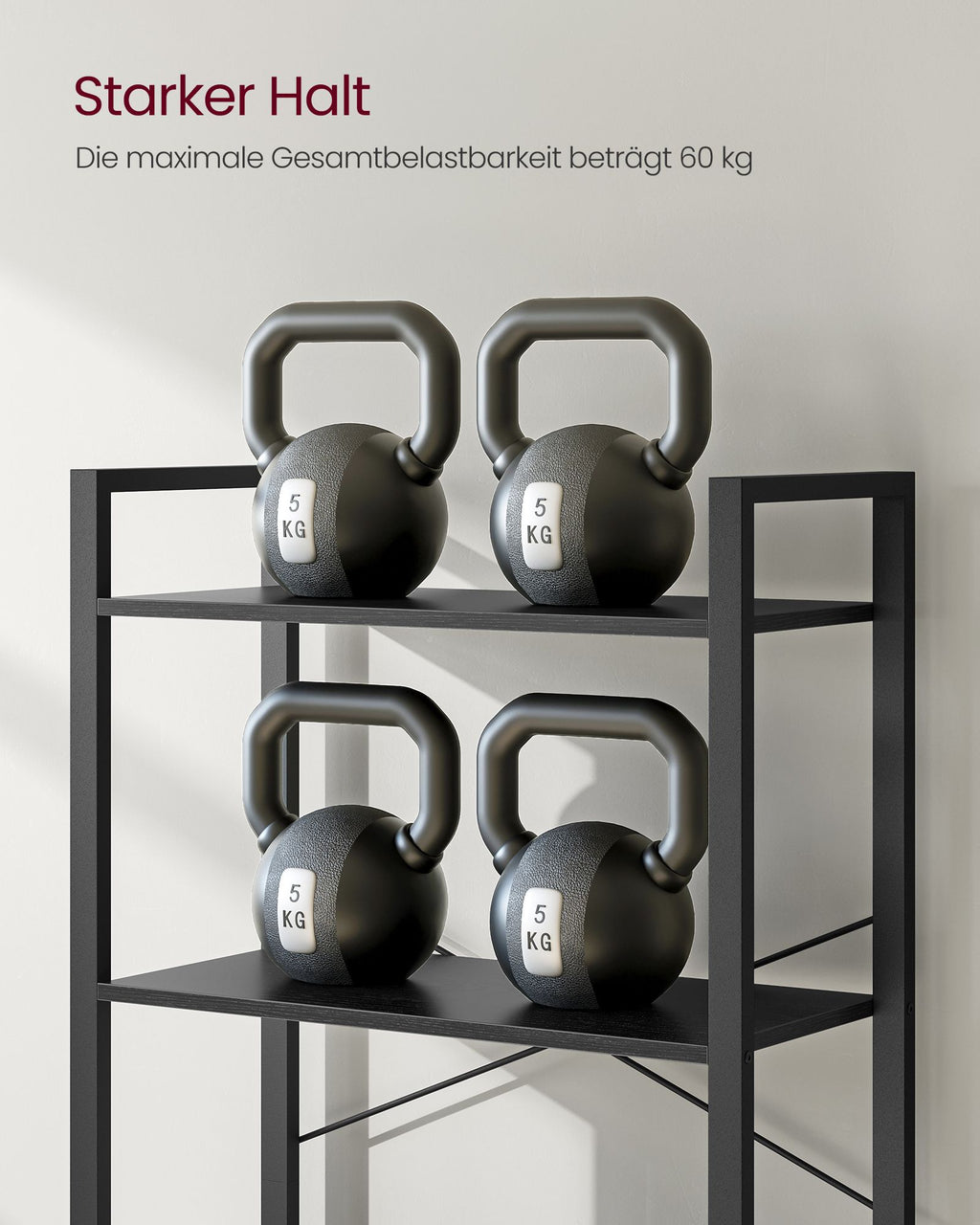 Bücherregal mit 6 Ebenen und Stahlrahmen
