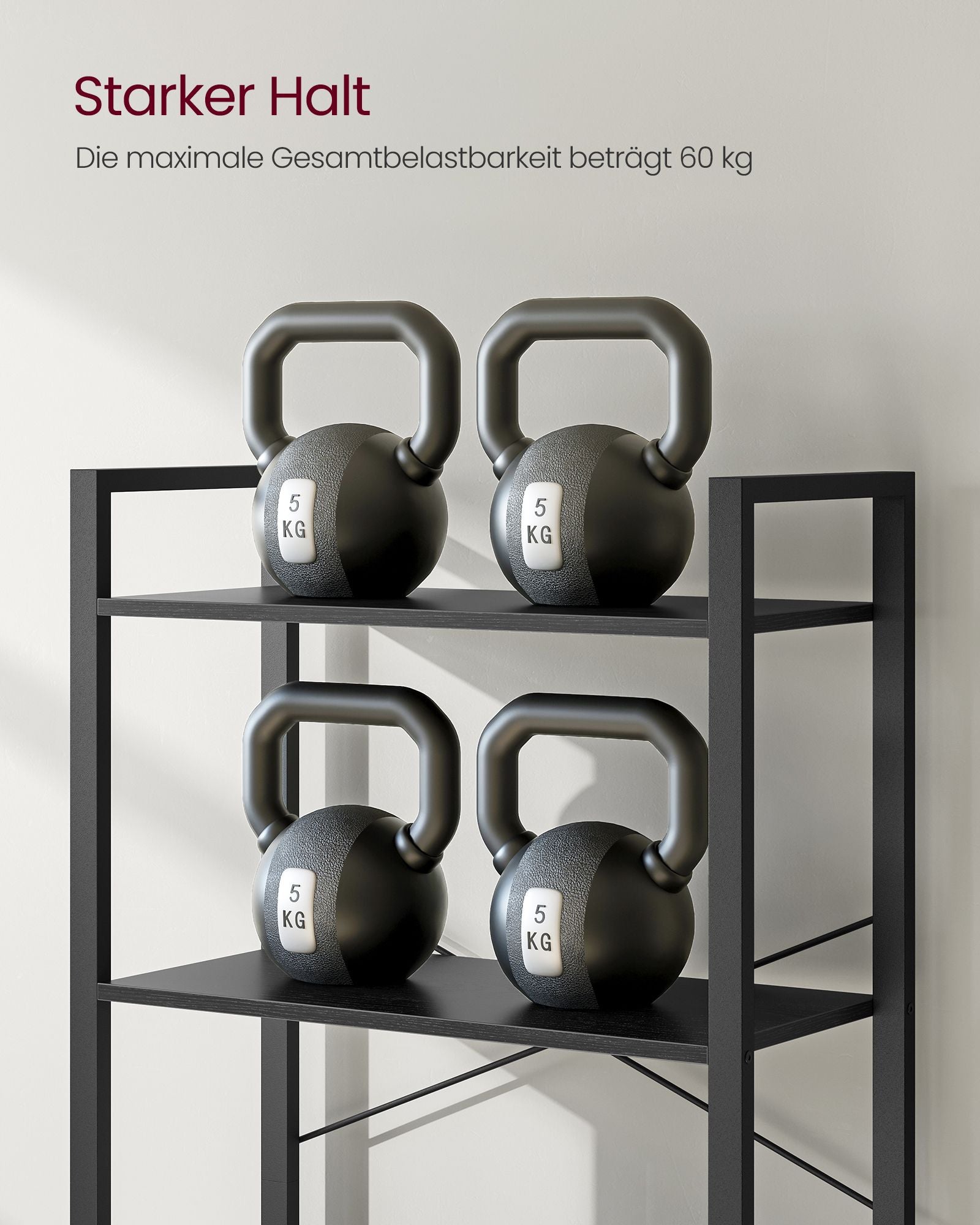 Bücherregal mit 6 Ebenen und Stahlrahmen