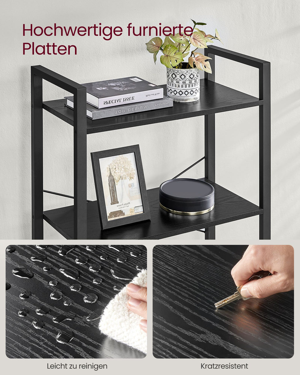 Bücherregal mit 6 Ebenen und Stahlrahmen