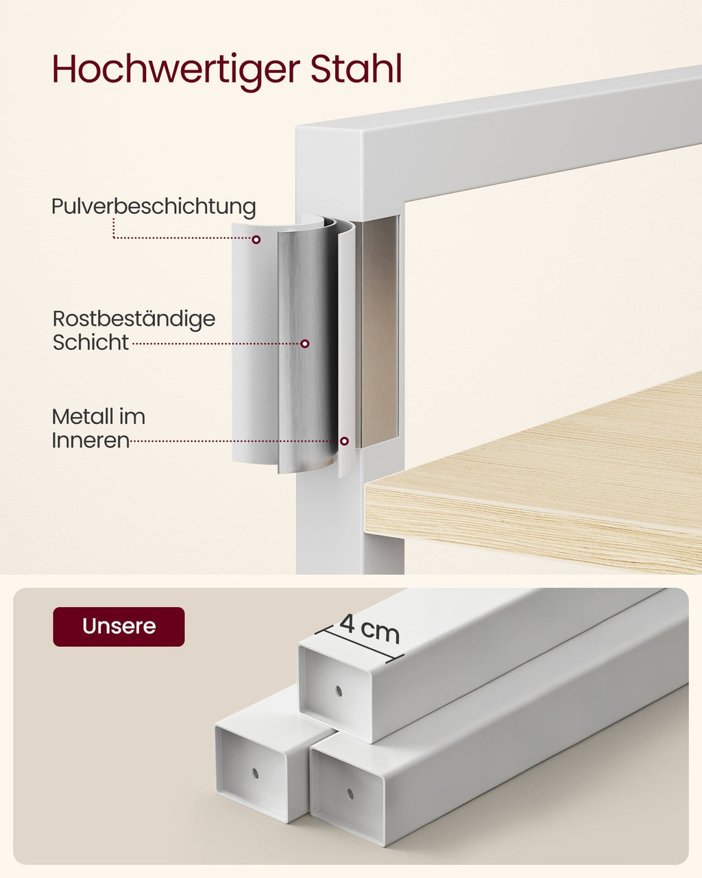 30 x 64 x 185,5 cm naturbeige-mattweiß