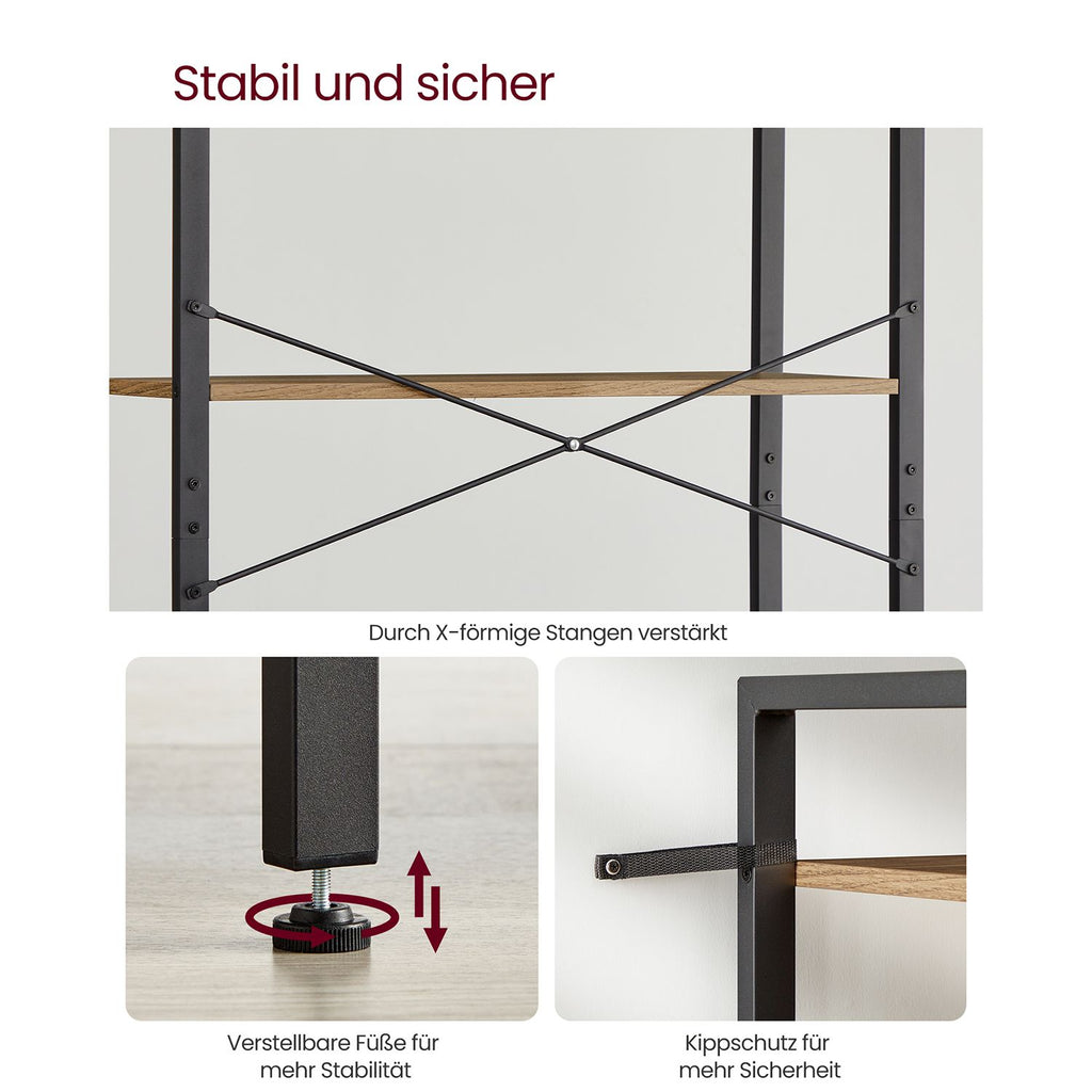 Bücherregal 6 Ebenen 30 x 80 x 186 cm dunkelwalnussfarben-schwarz