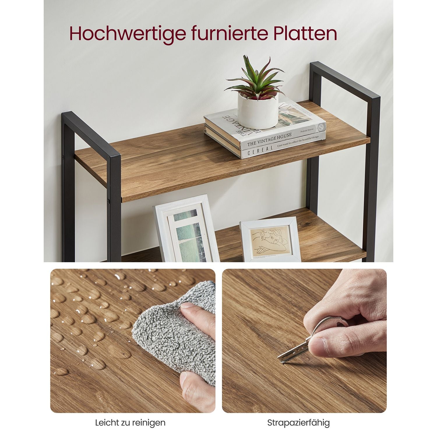 Bücherregal 6 Ebenen 30 x 80 x 186 cm dunkelwalnussfarben-schwarz