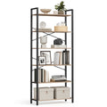 Bücherregal mit 6 Ebenen in Industrie-Design kamelbraun-tintenschwarz