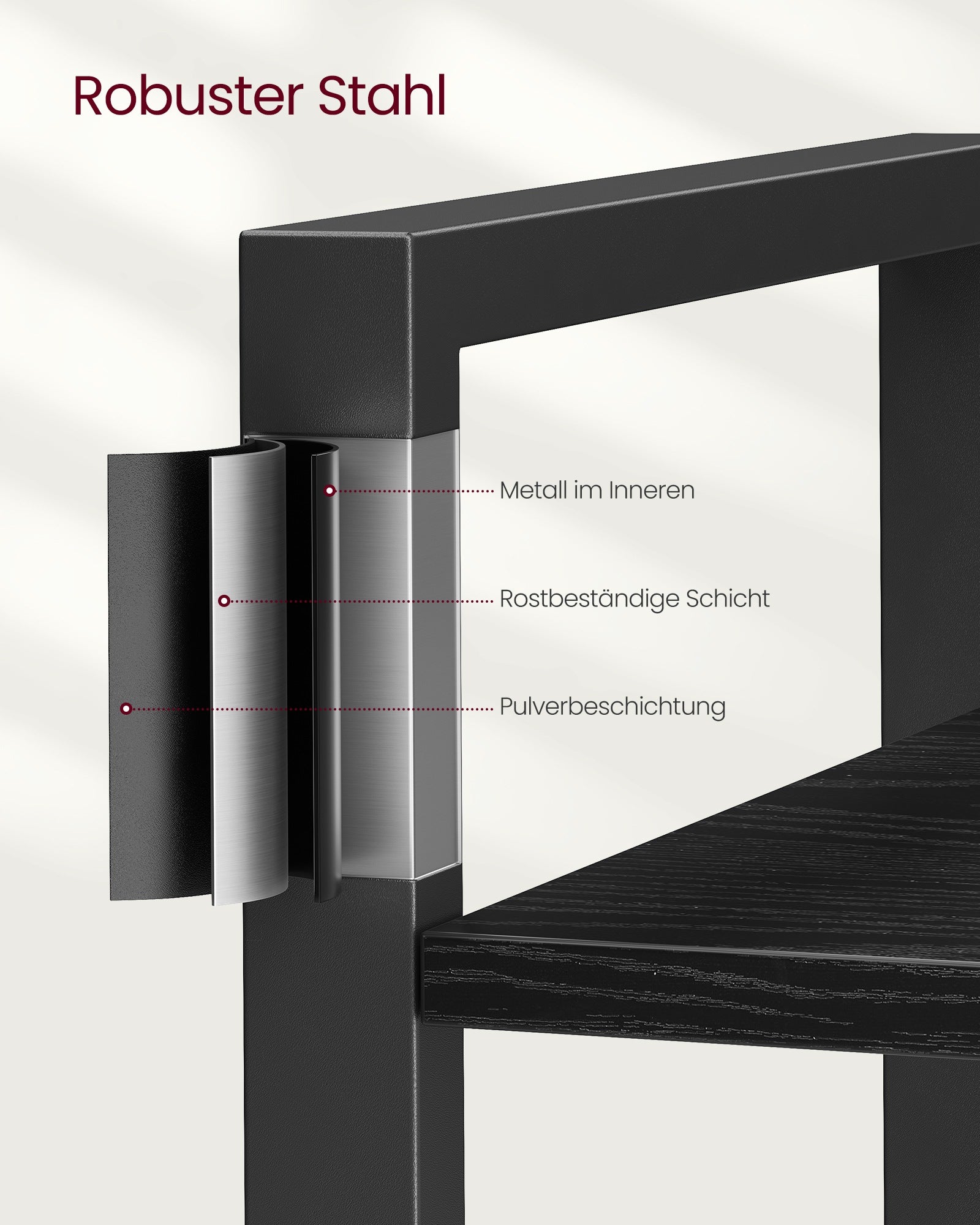Bücherregal mit 6 Ebenen in Industrie-Design ebenholzschwarz-tintenschwarz