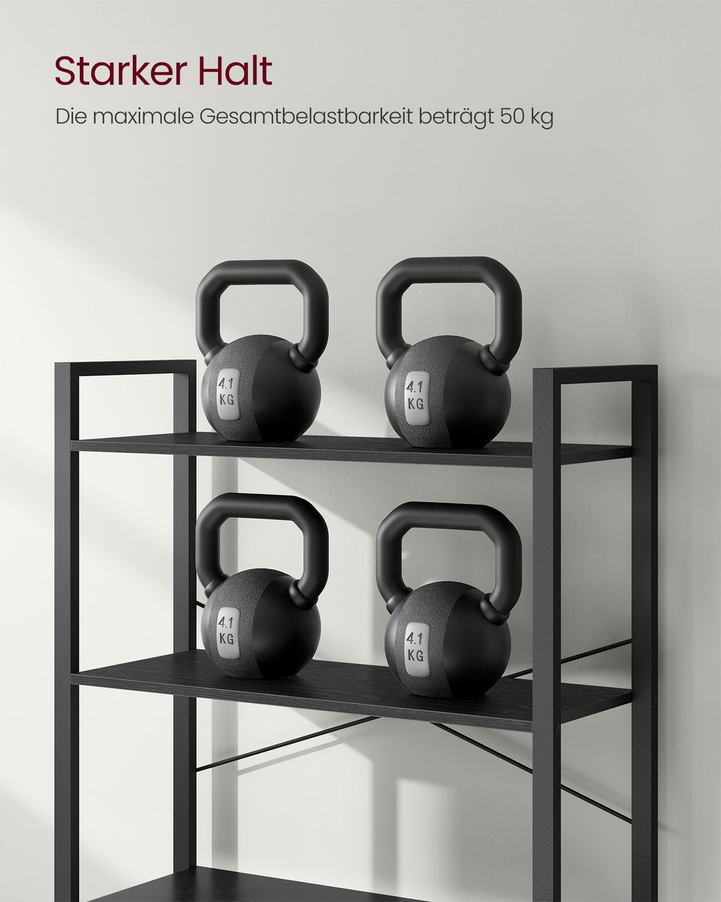 Bücherregal mit 6 Ebenen in Industrie-Design ebenholzschwarz-tintenschwarz