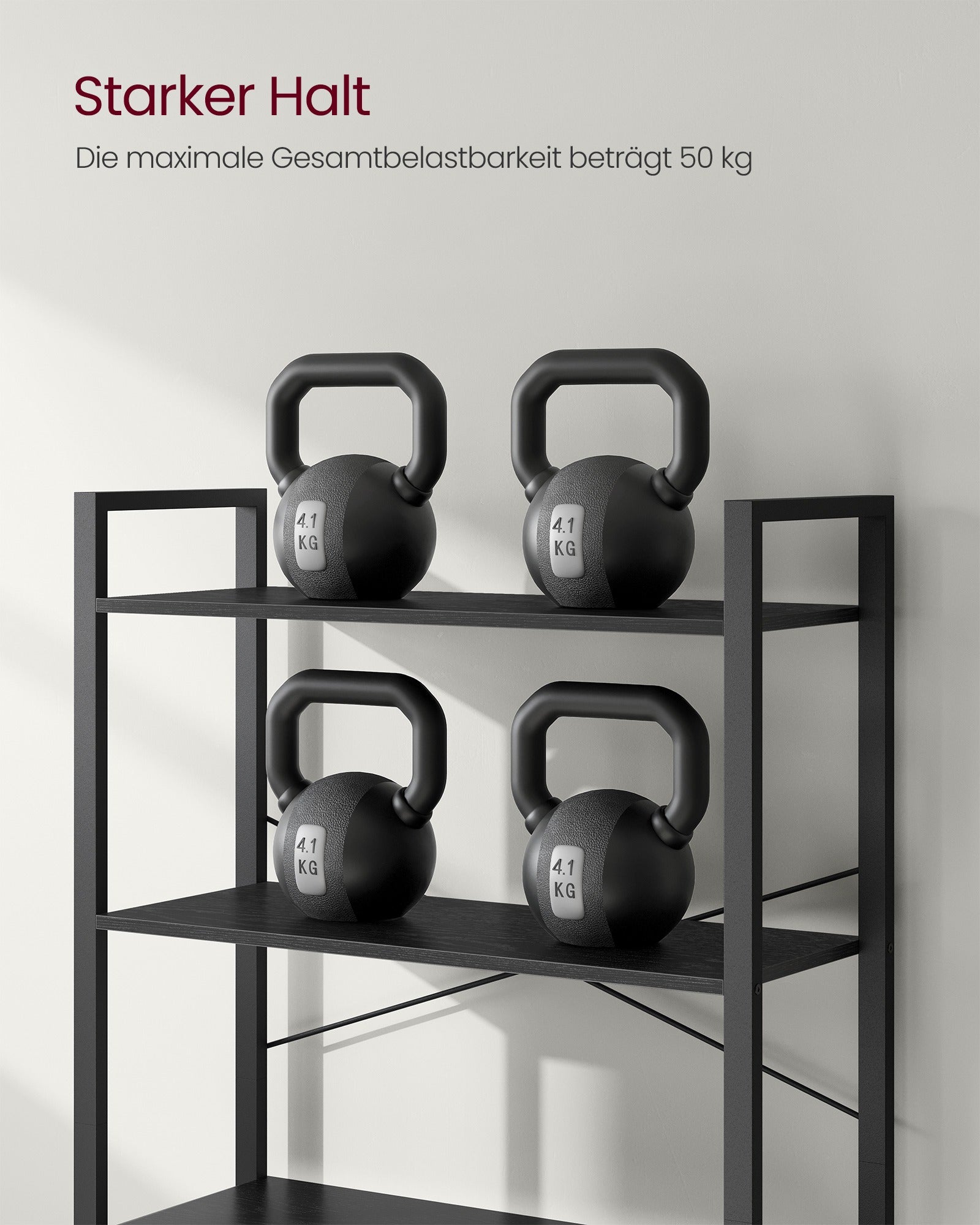 Bücherregal mit 6 Ebenen in Industrie-Design ebenholzschwarz-tintenschwarz