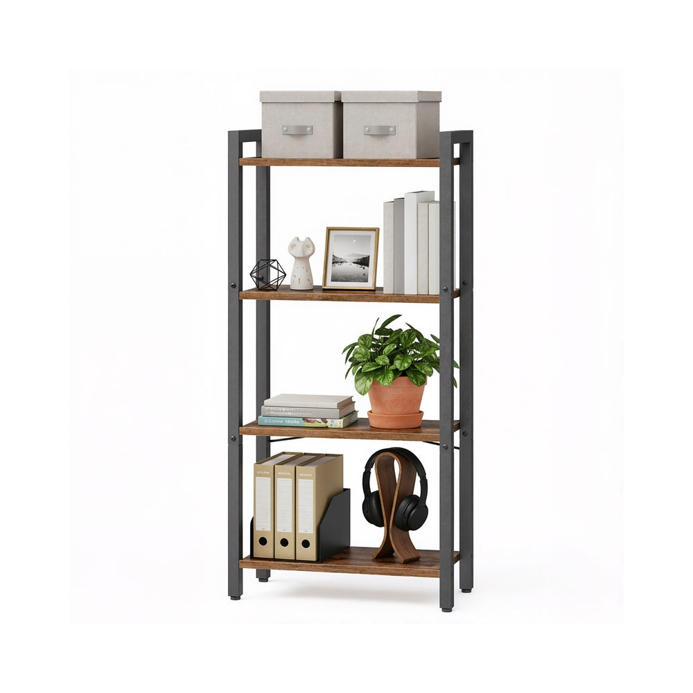 Bücherregal 24 x 40 x 107 cm mit 4 Ebenen und offenen Ablagen vintagebraun-schwarz