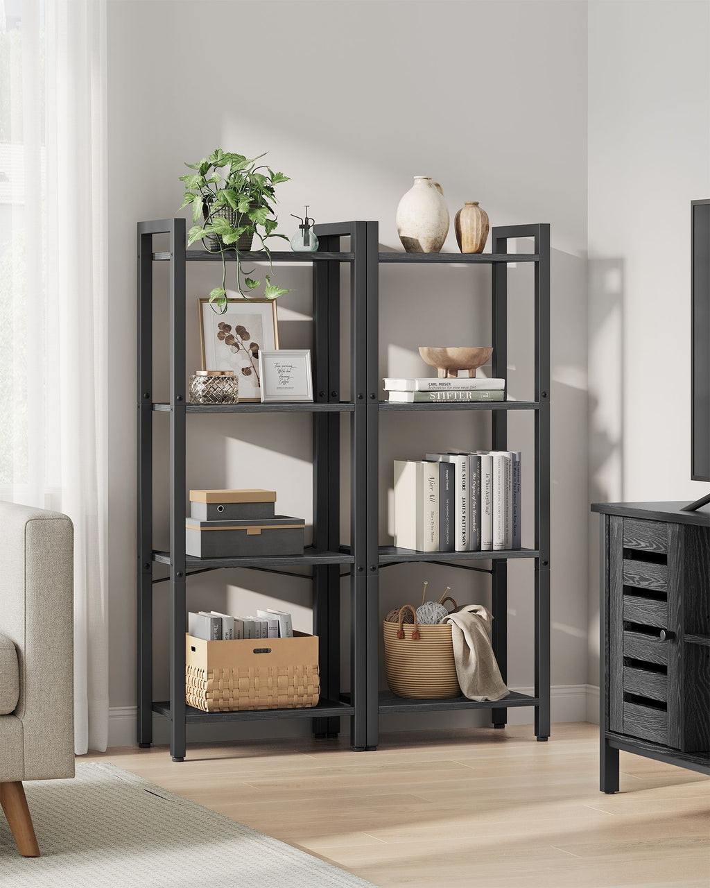 Bücherregal mit 4 Ebenen und offenen Ablagen