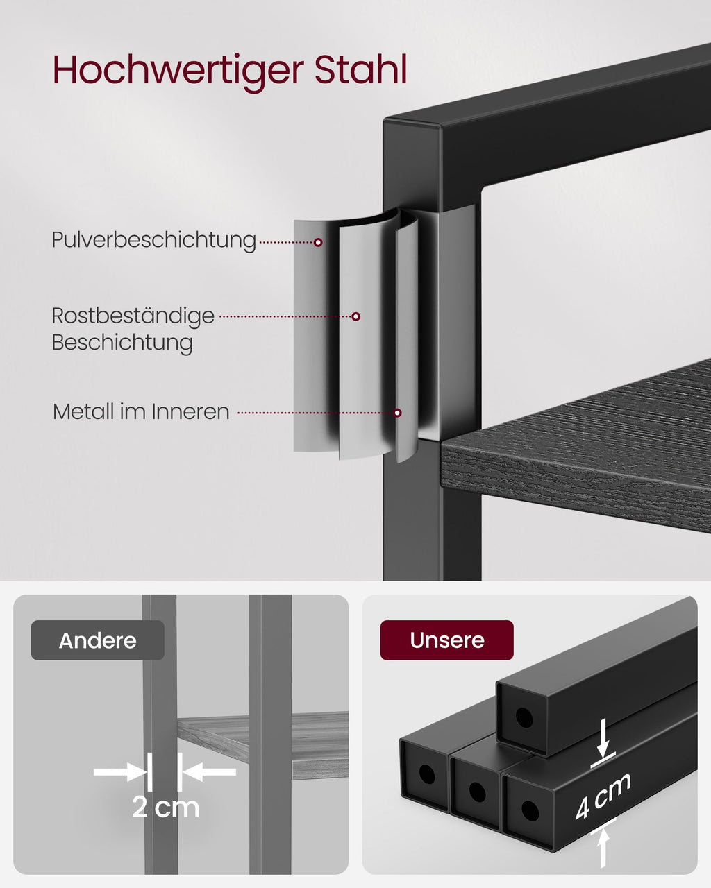 Bücherregal mit 6 Ebenen und Griffen