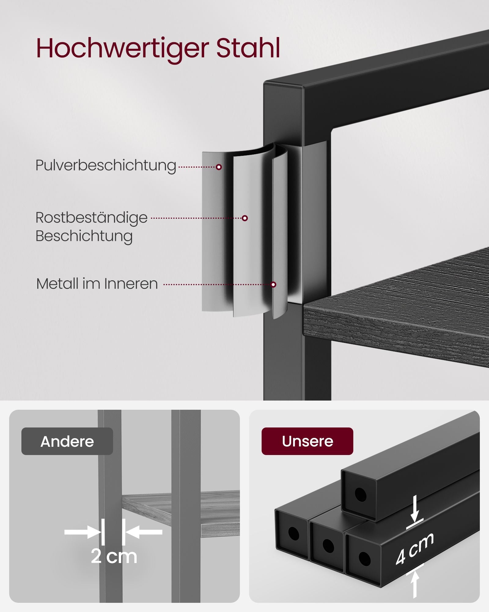 Bücherregal mit 6 Ebenen und Griffen