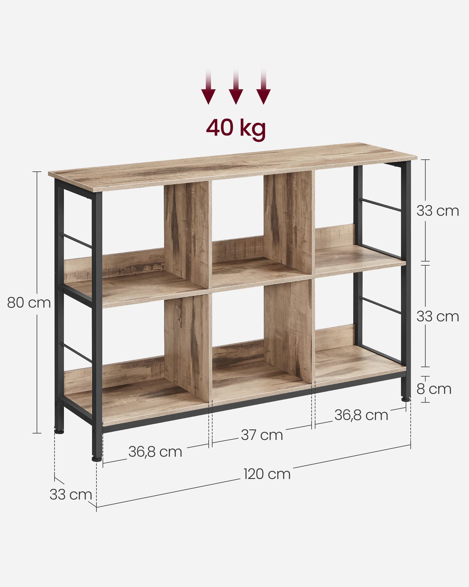 Standregal mit 2 Ebenen und 6 Fächern