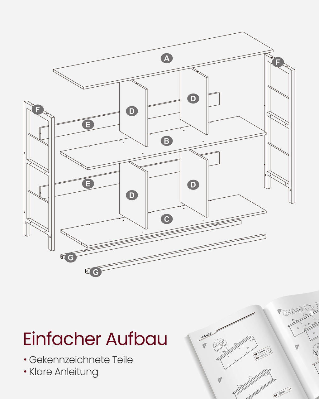 Standregal mit 2 Ebenen und 6 Fächern