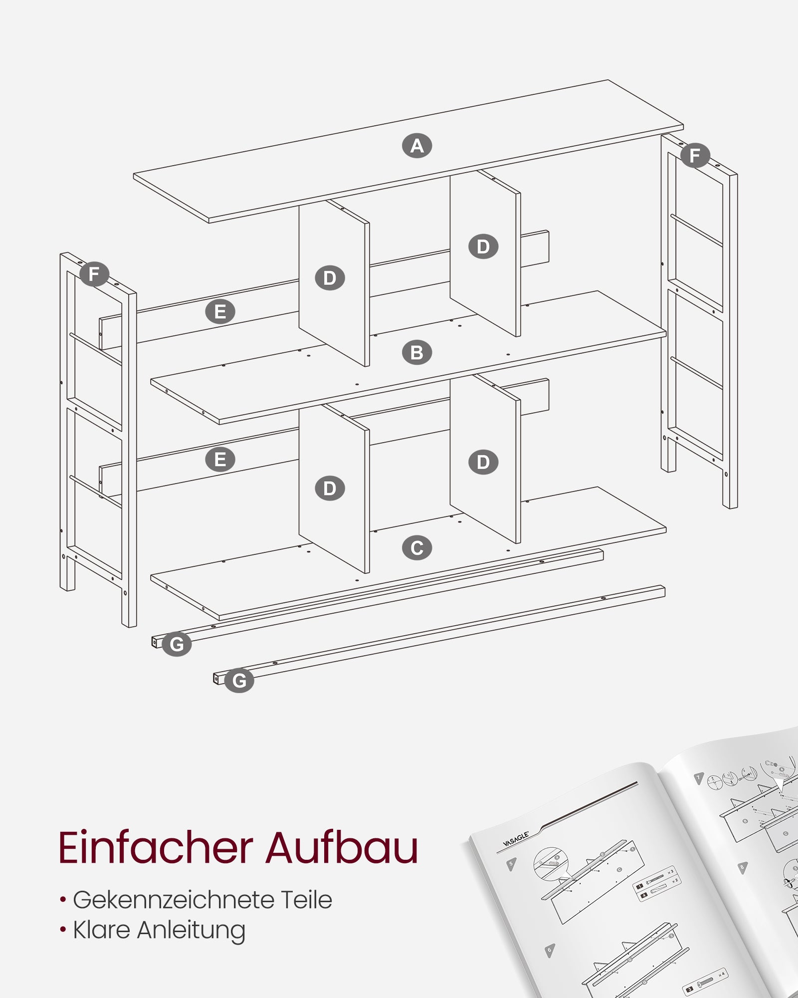 Standregal mit 2 Ebenen und 6 Fächern