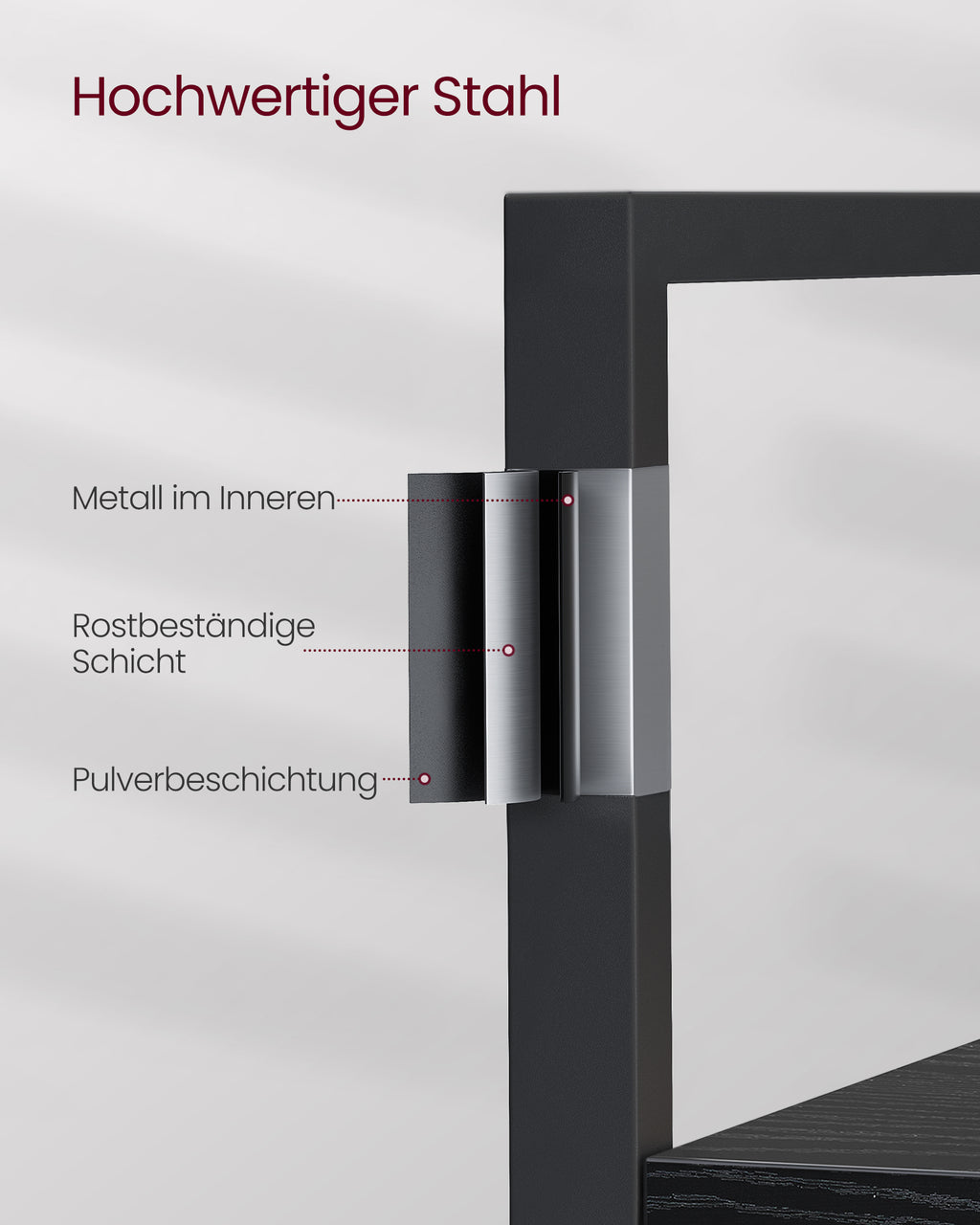 Standregal mit 14 Ablagen und Metallrahmen