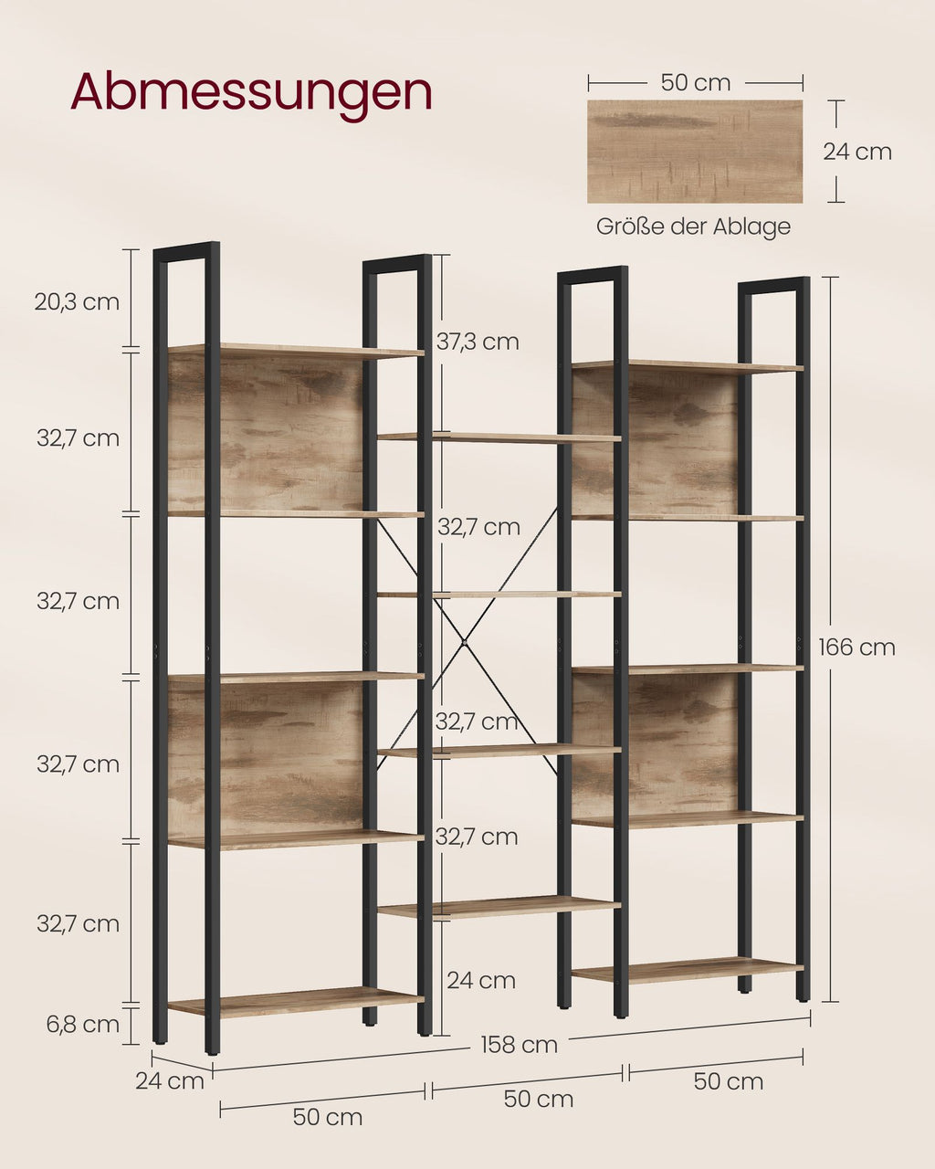 Standregal mit 14 Ablagen in Industrie-Design
