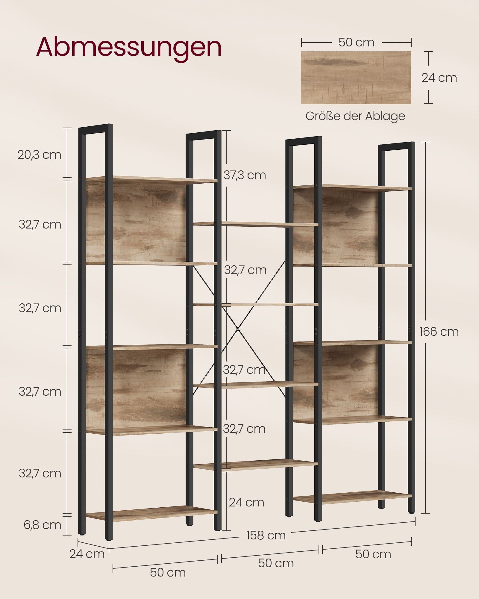 Standregal mit 14 Ablagen in Industrie-Design