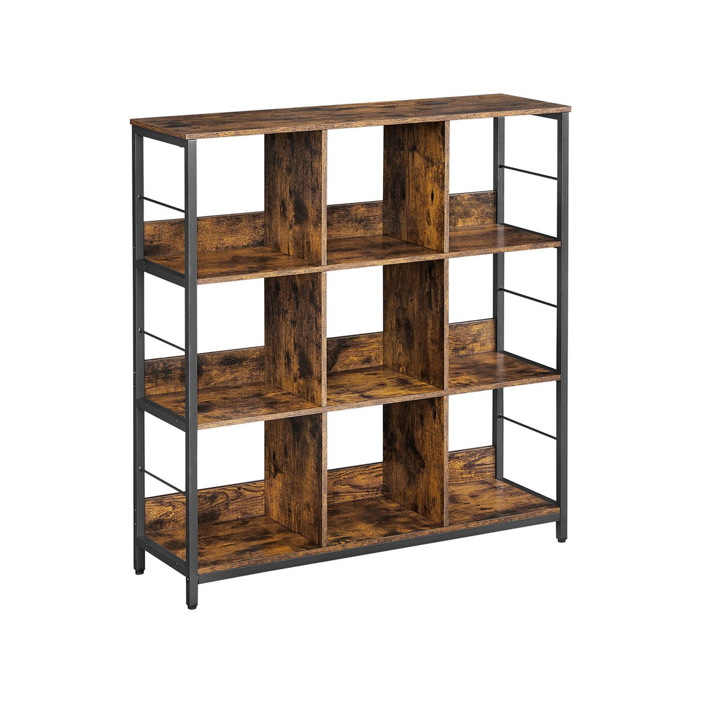 Regal mit 3 Ebenen für Wohnzimmer vintagebraun-schwarz