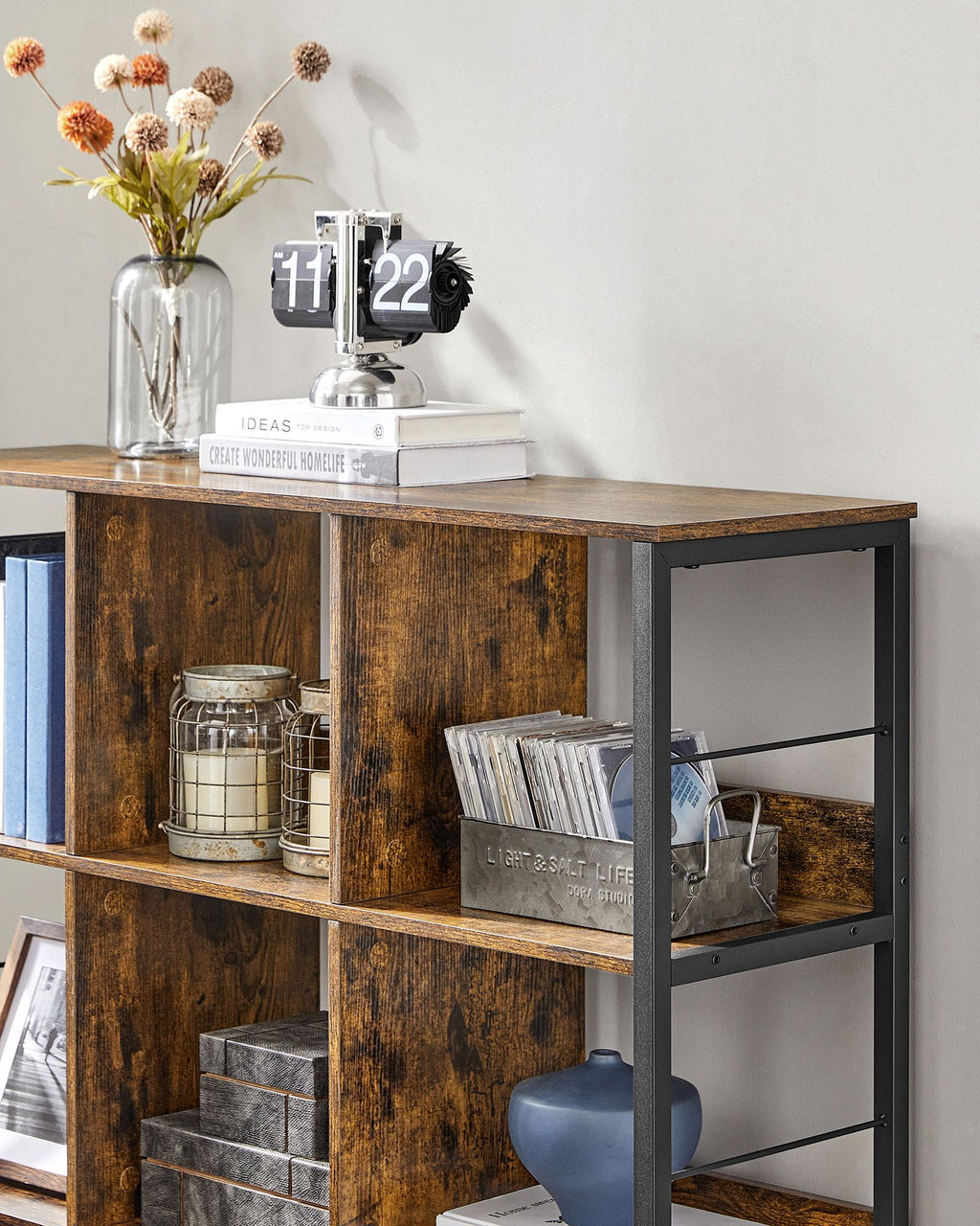 Regal mit 3 Ebenen für Wohnzimmer vintagebraun-schwarz