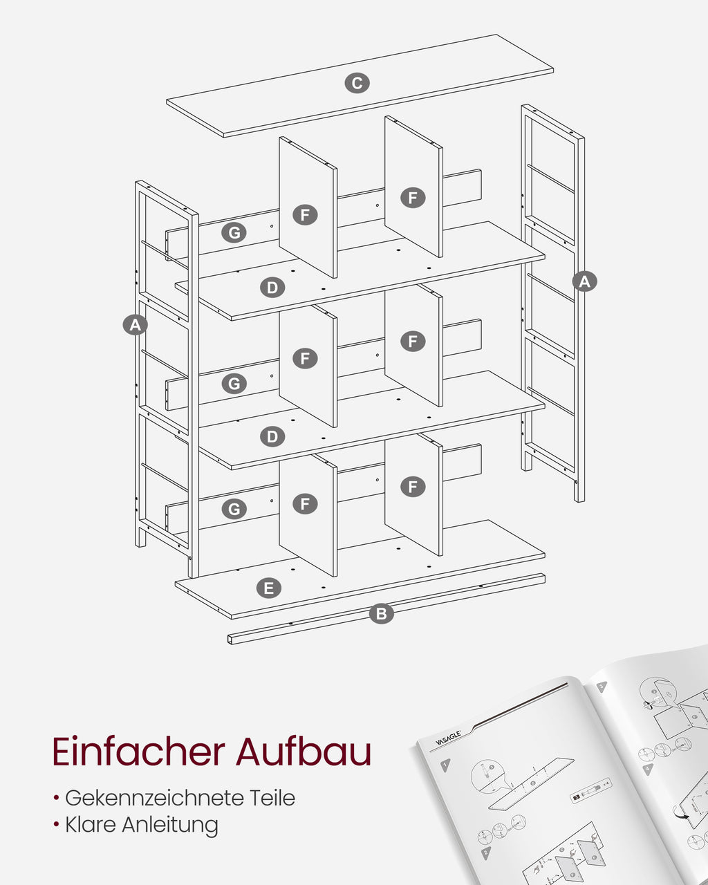 Regal mit 3 Ebenen und 9 Fächern
