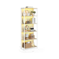 Bücherregal mit 6 Ebenen und Beleuchtung 30,3 x 60 x 178,6 cm naturbeige