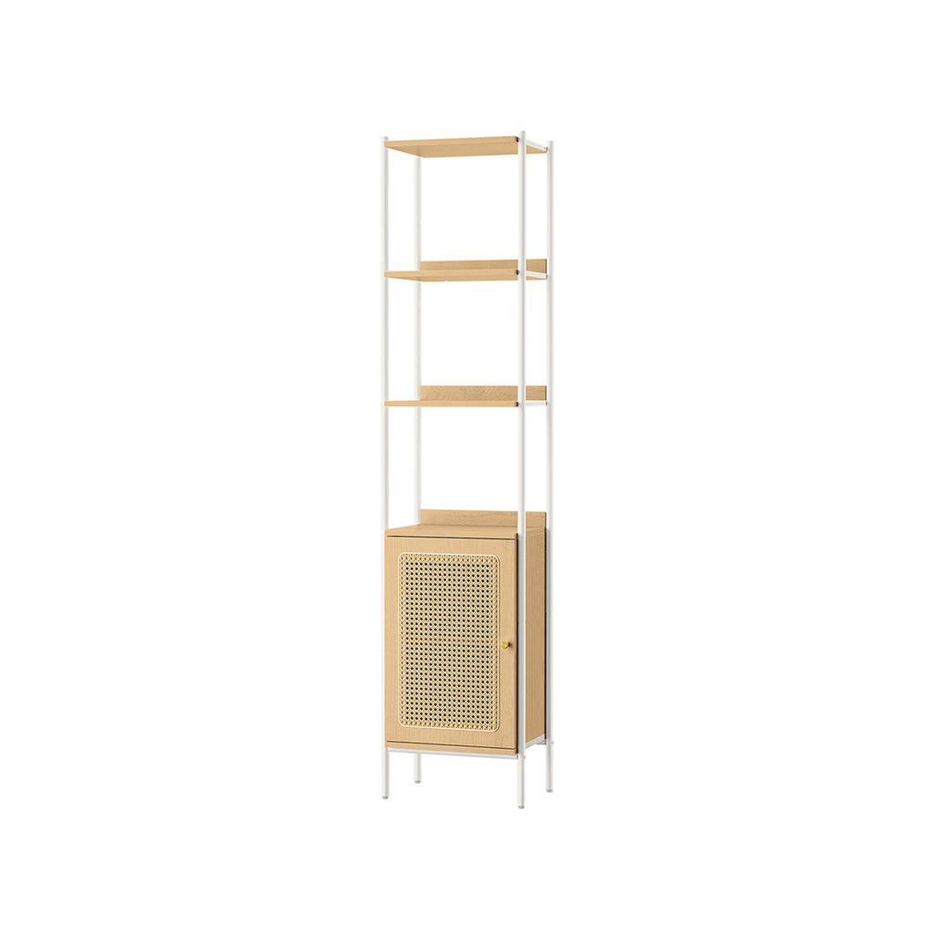 Bücherregal 6 Ebenen mit Metallrahmen eichenbeige-perlweiß