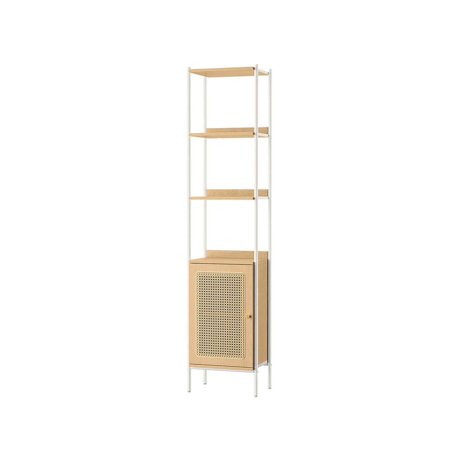 Bücherregal 6 Ebenen mit Metallrahmen eichenbeige-perlweiß
