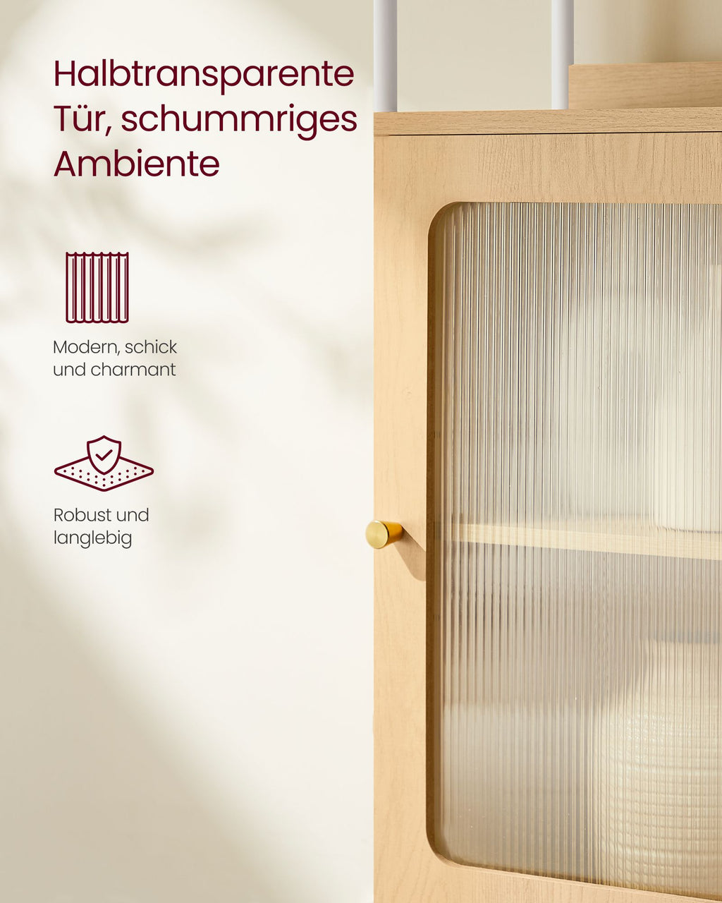 Bücherregal 6 Ebenen mit Tür aus PC-Kunststoff