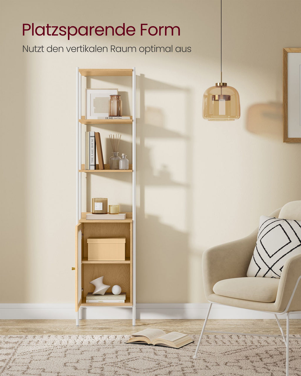 Bücherregal 6 Ebenen mit Tür aus PC-Kunststoff