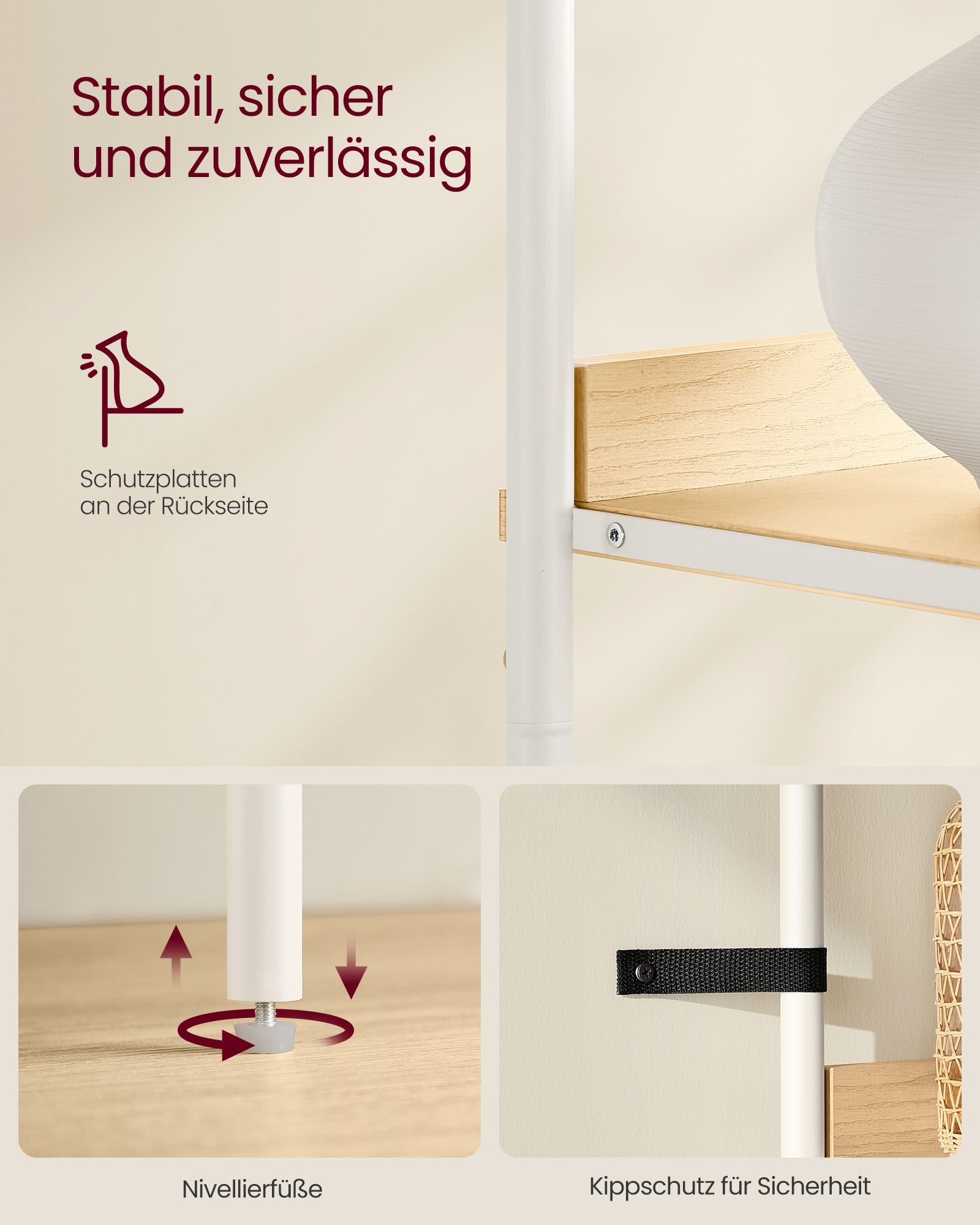 Bücherregal mit Türen in Rattan-Optik eichenbeige-perlweiß