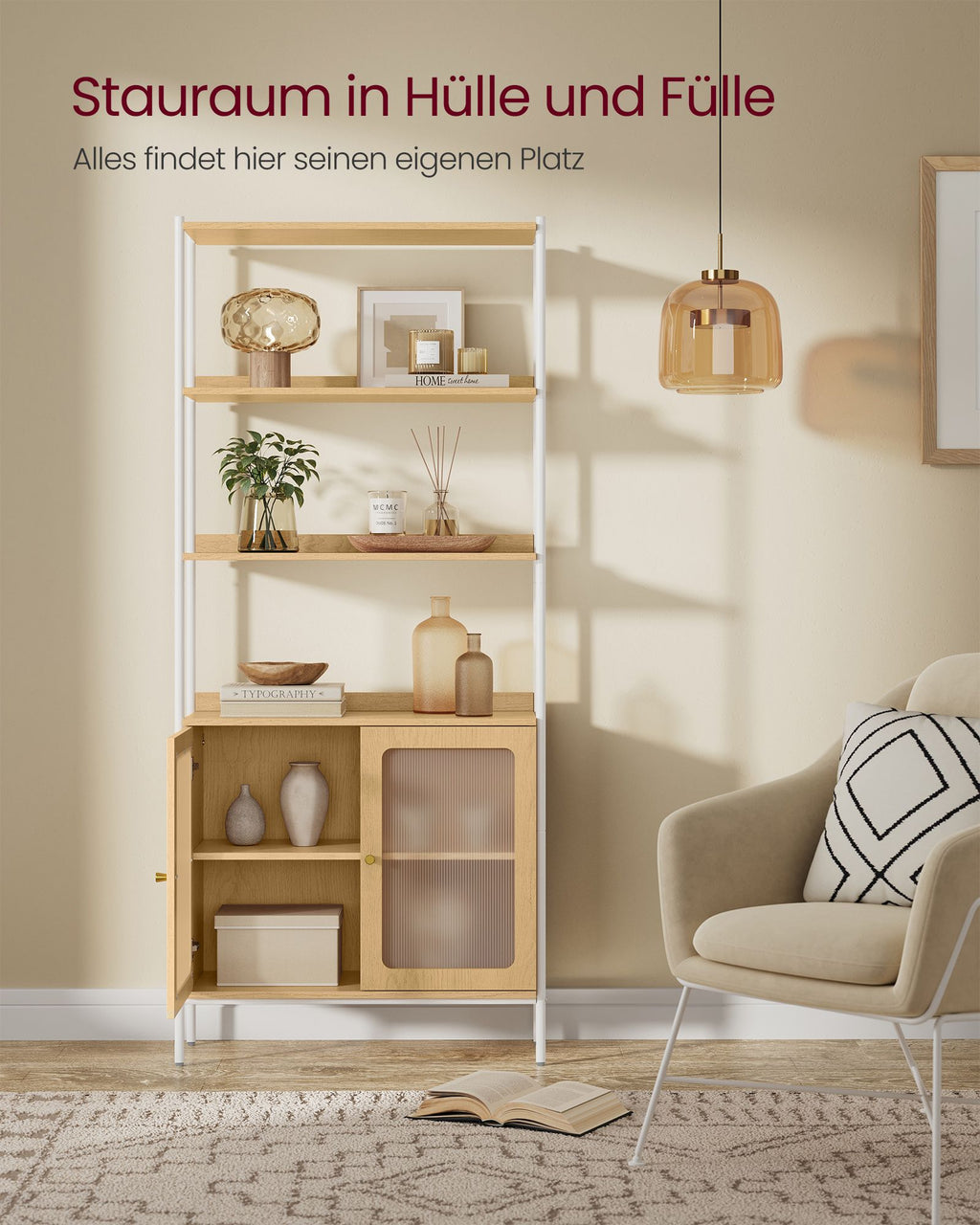 Bücherregal 6 Ebenen mit Metallrahmen