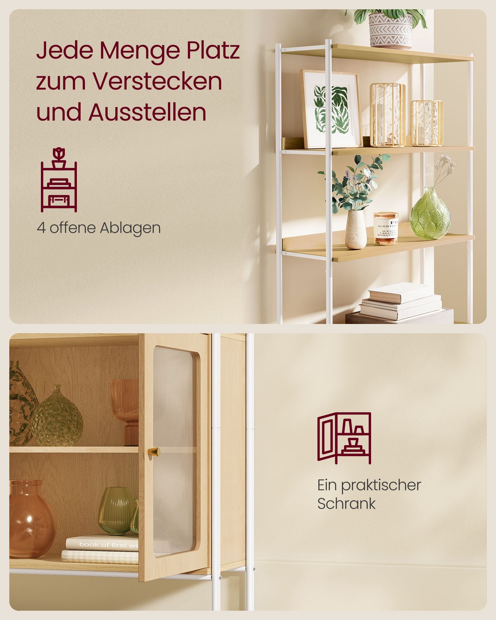 Bücherregal 6 Ebenen mit Metallrahmen