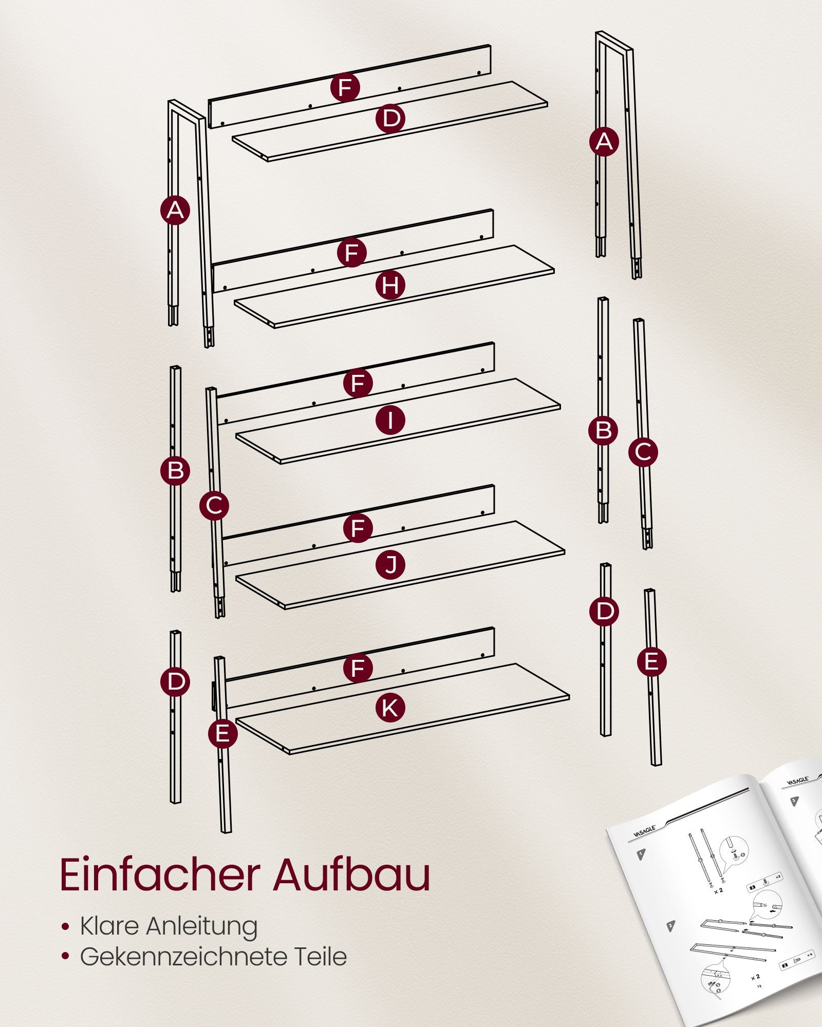 Bücherregal 5 Ebenen Industrie-Design vintagebraun-tintenschwarz