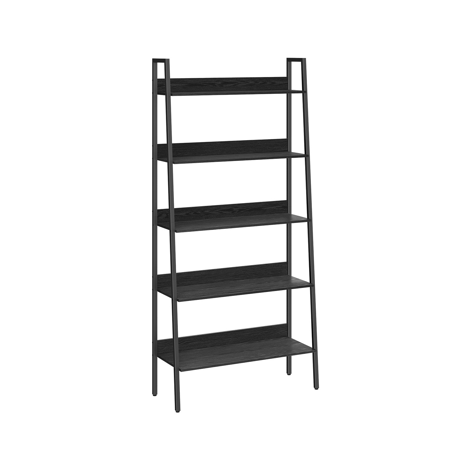 Bücherregal 5 Ebenen Industrie-Design ebenholzschwarz-tintenschwarz