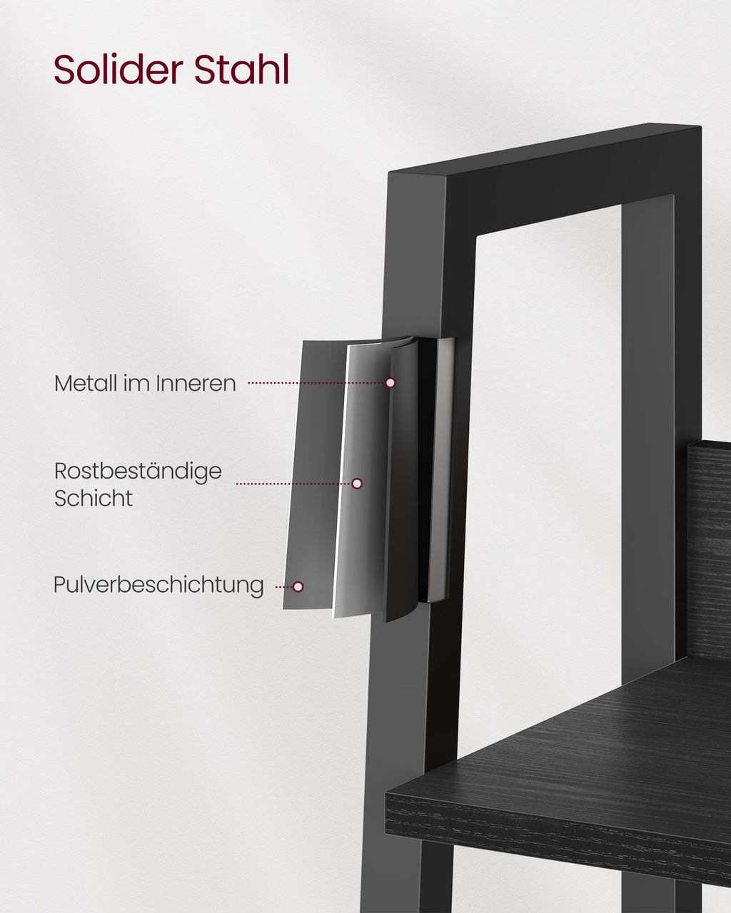 Bücherregal 5 Ebenen Industrie-Design ebenholzschwarz-tintenschwarz