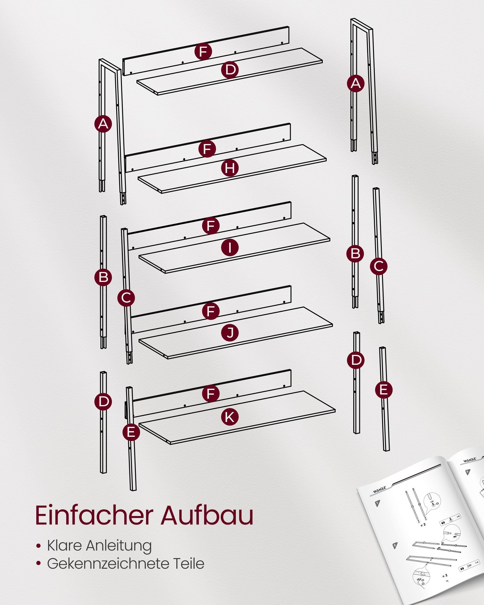 Bücherregal 5 Ebenen Industrie-Design ebenholzschwarz-tintenschwarz