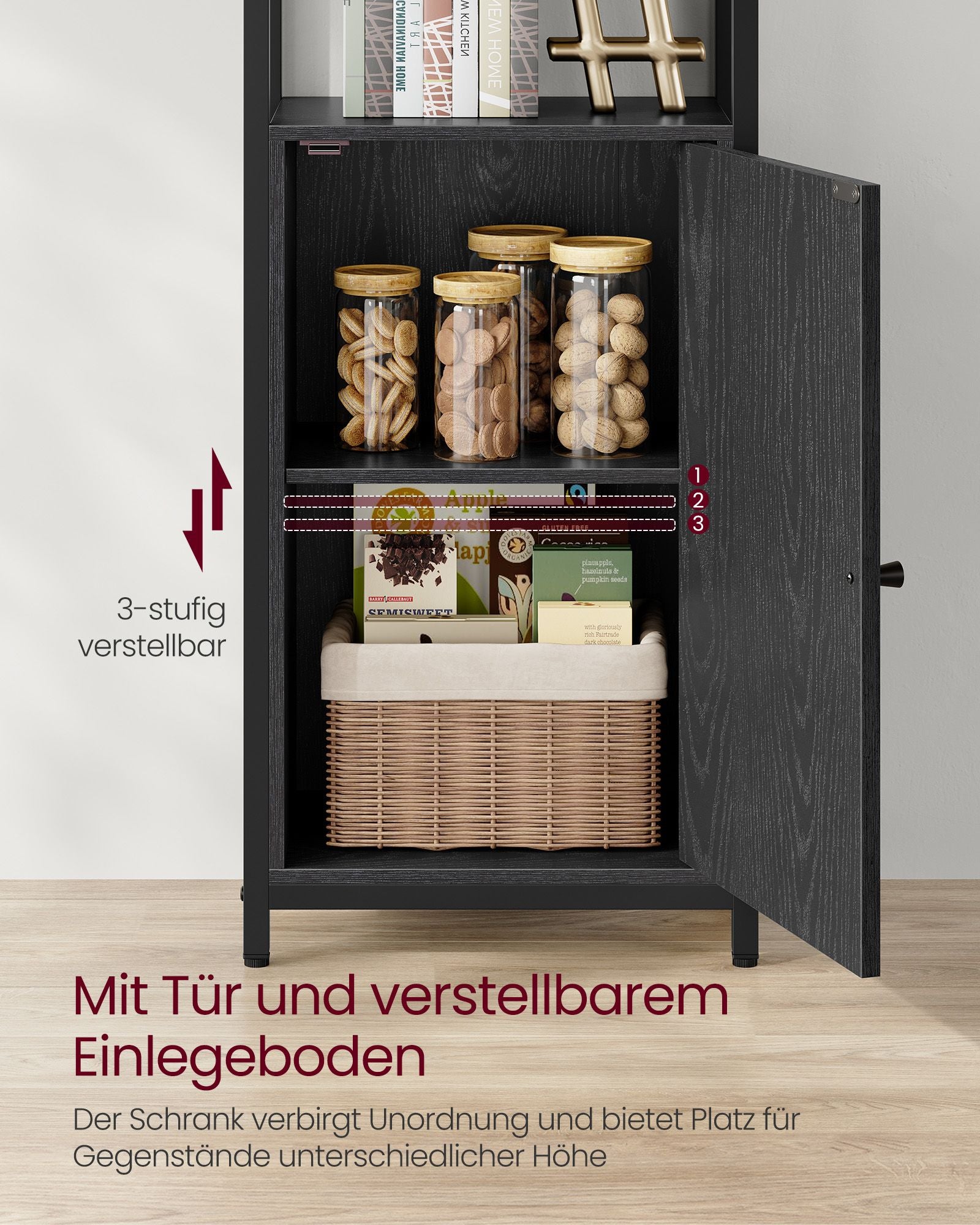 Bücherregal 24 x 40 x 159,5 cm ebenholzschwarz-tintenschwarz