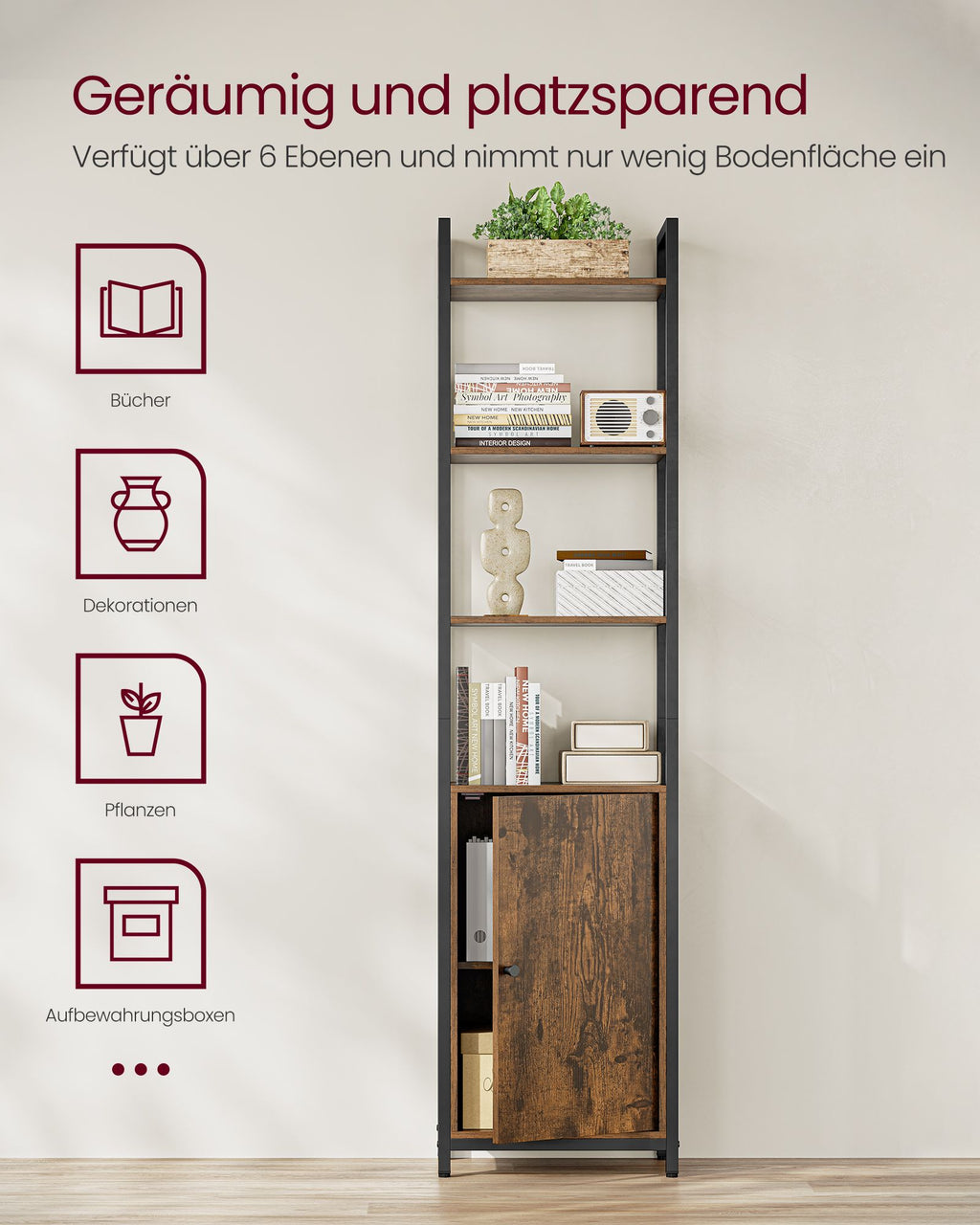 Bücherregal 24 x 40 x 159,5 cm vintagebraun-tintenschwarz