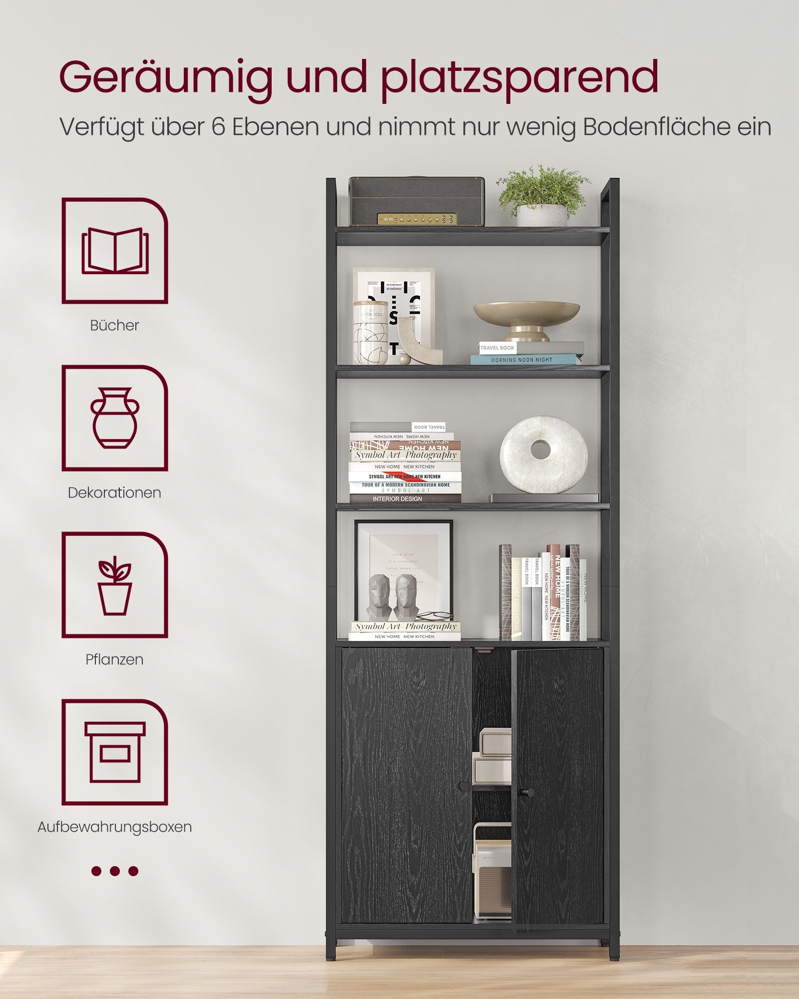 Bücherregal 24 x 60 x 159,5 cm ebenholzschwarz-tintenschwarz