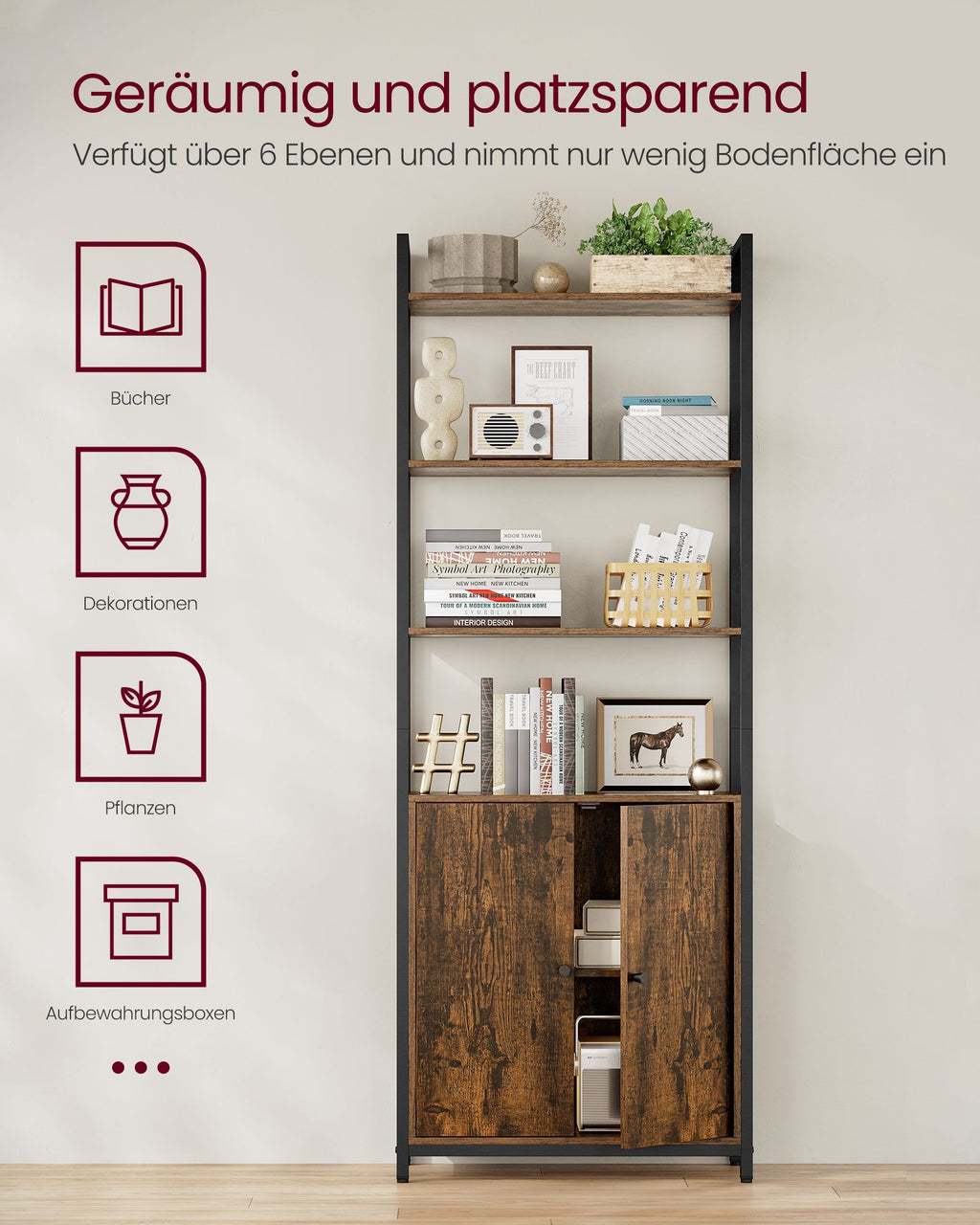 Bücherregal 24 x 60 x 159,5 cm vintagebraun-tintenschwarz