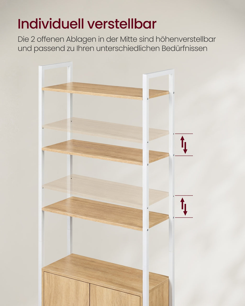 Bücherregal 6 Ebenen verstellbare Ablagen  24 x 60 x 159,5 cm goldeichenfarbe-mattweiß