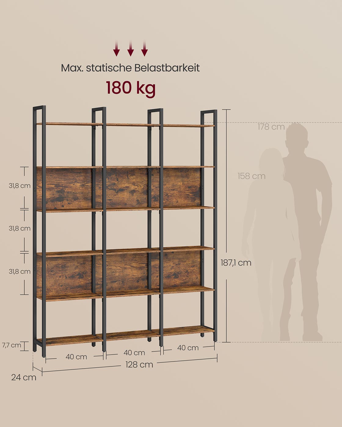 Bücherregal mit offenen Fächern