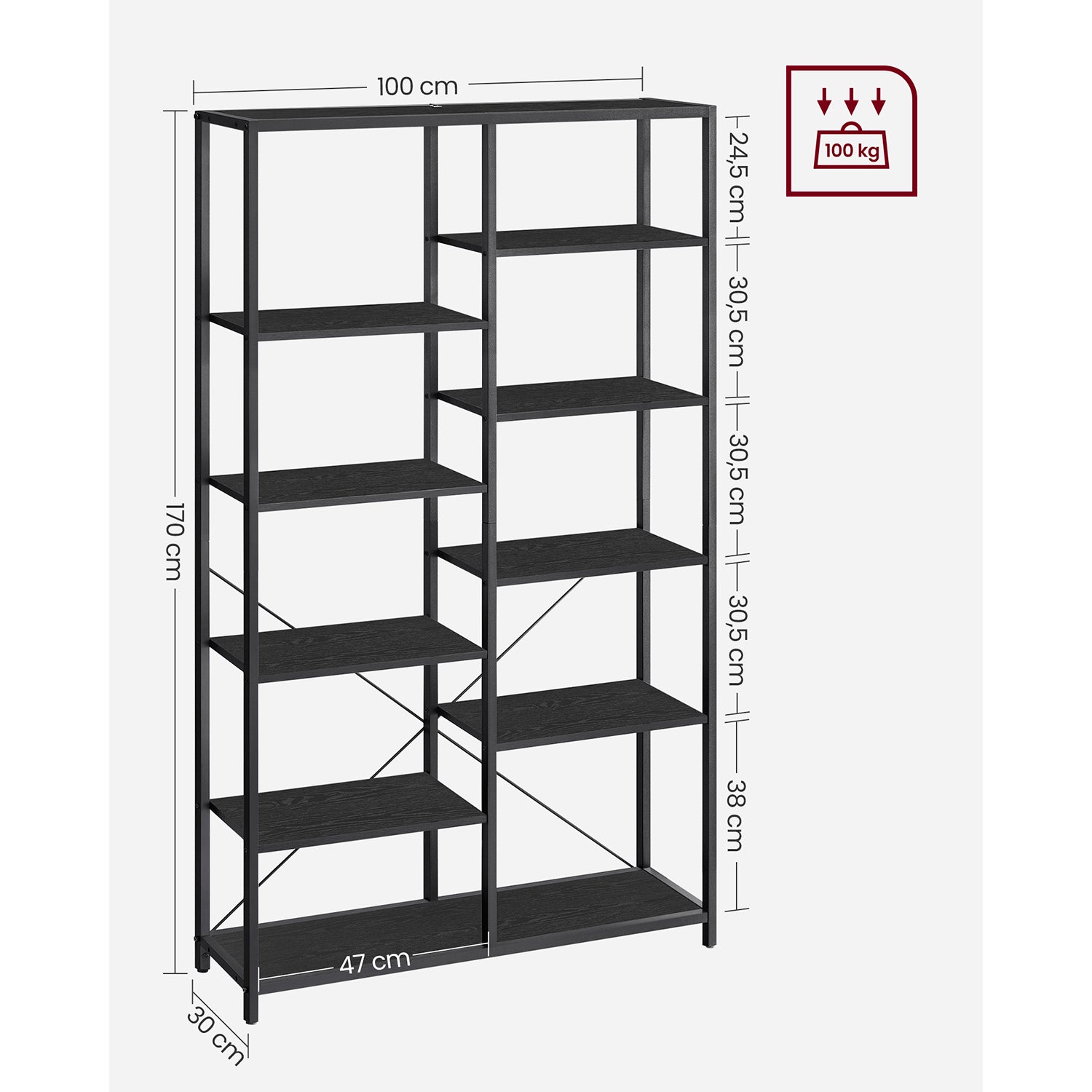 Bücherregal mit 5 Ebenen