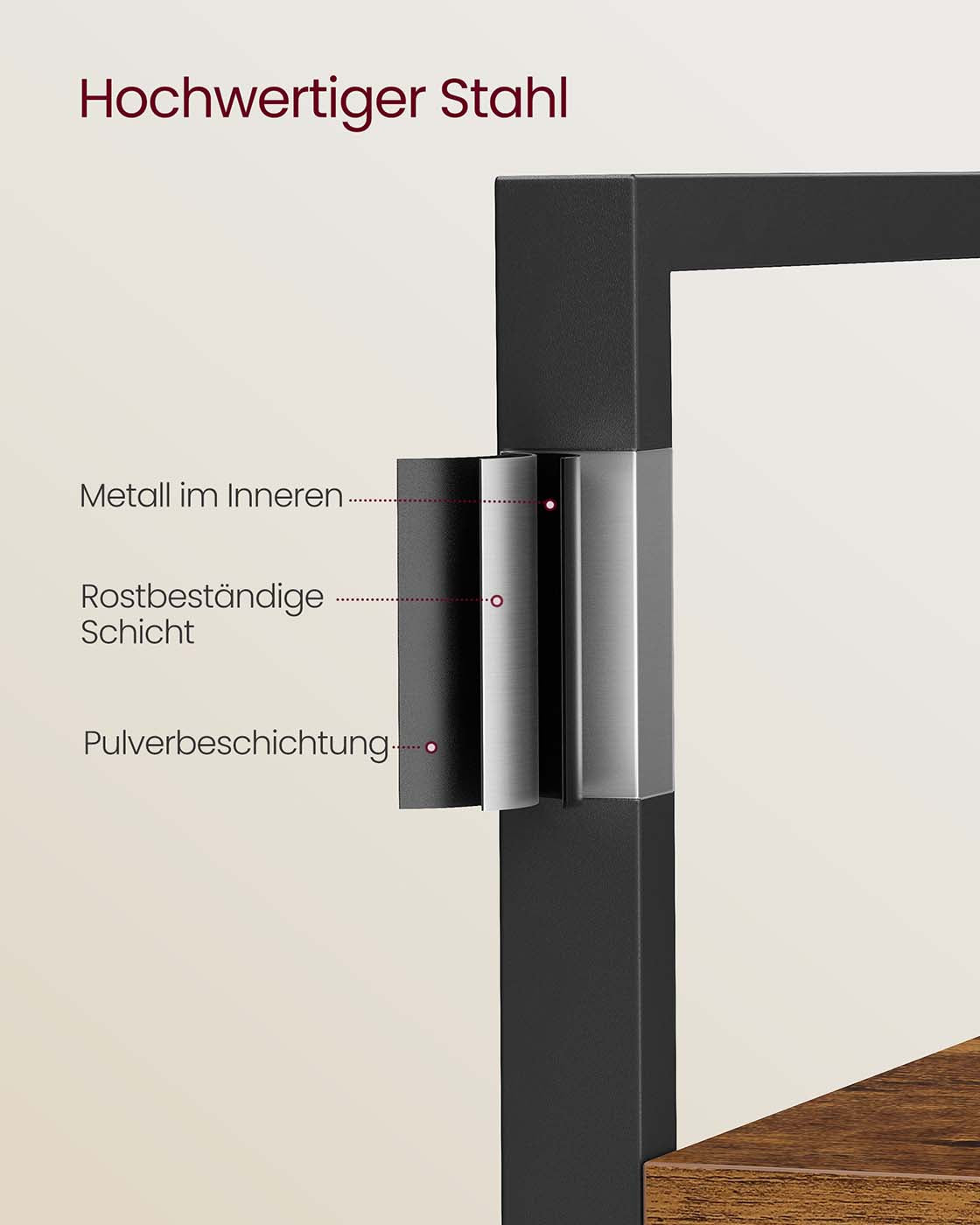 Bücherregal mit Metallrahmen und 14 Ablagen vintagebraun-tintenschwarz