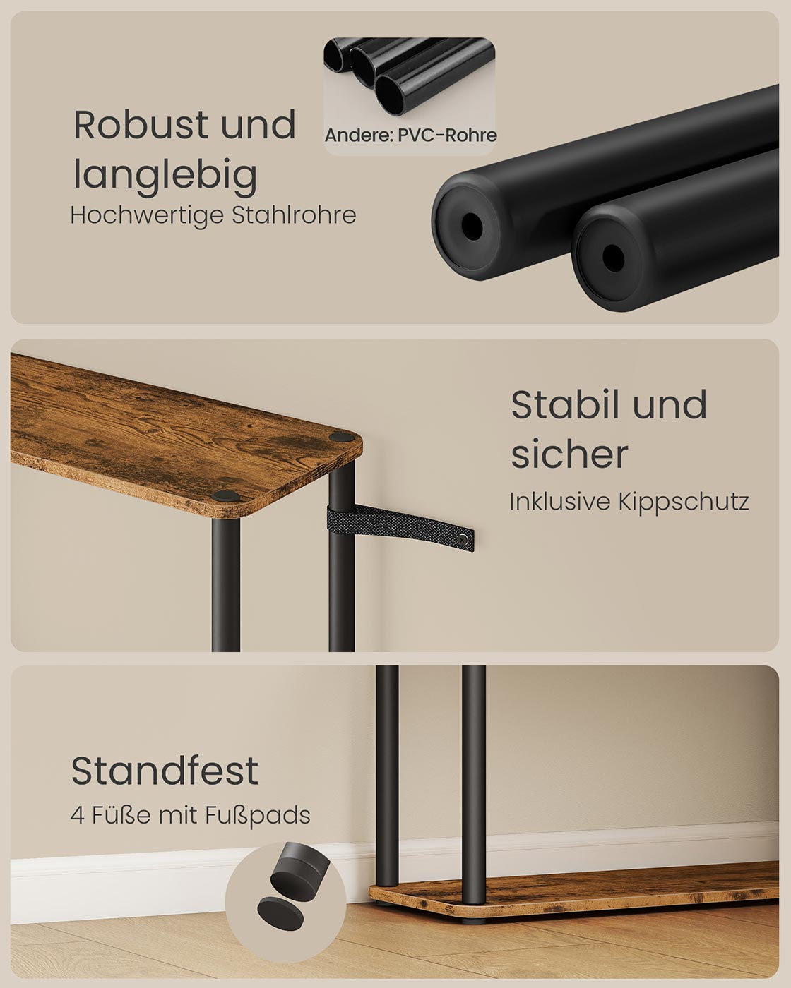 Standregal mit werkzeugloser Montage und sechs Ebenen